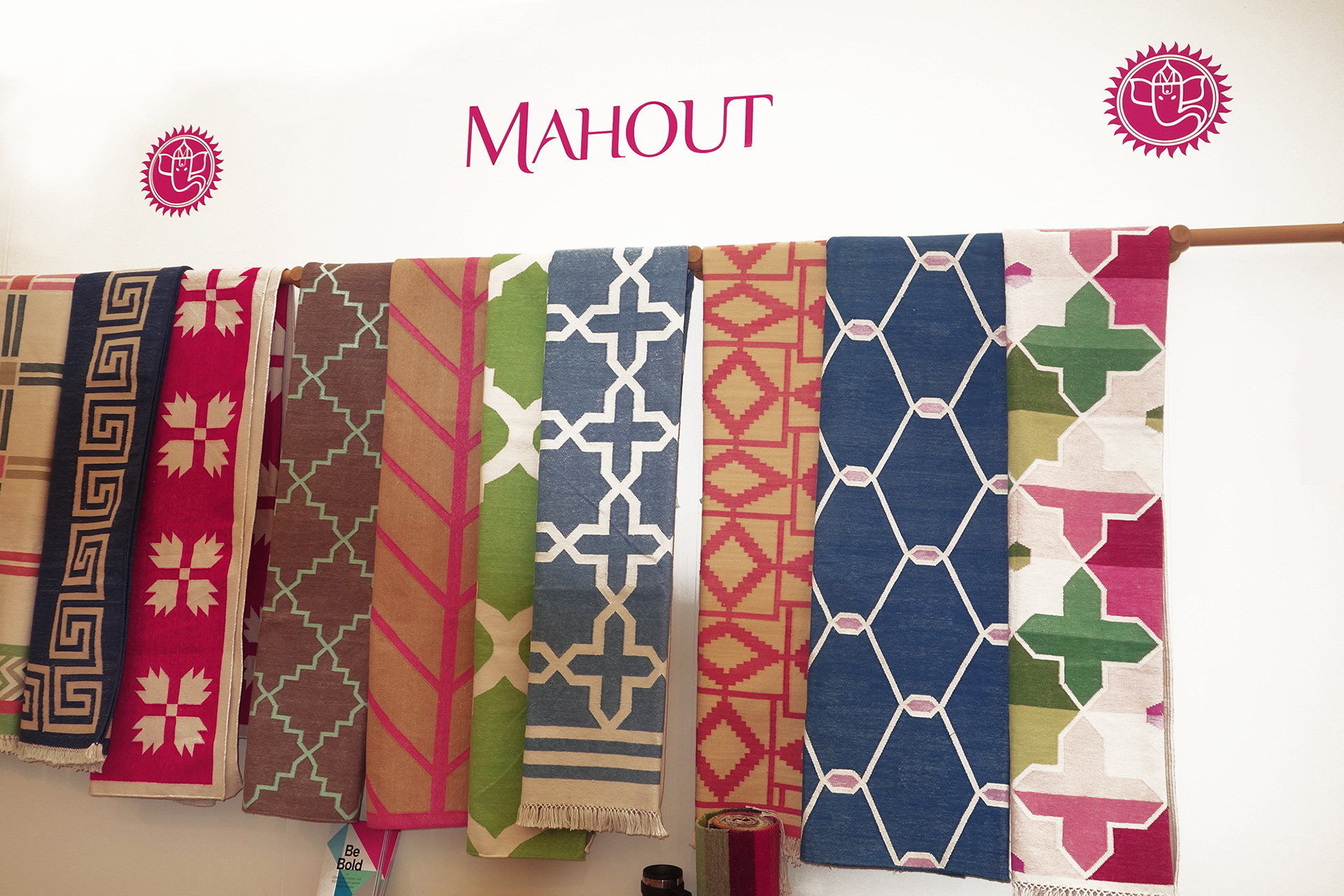Image of rugs displayed at the Decorex show in London
