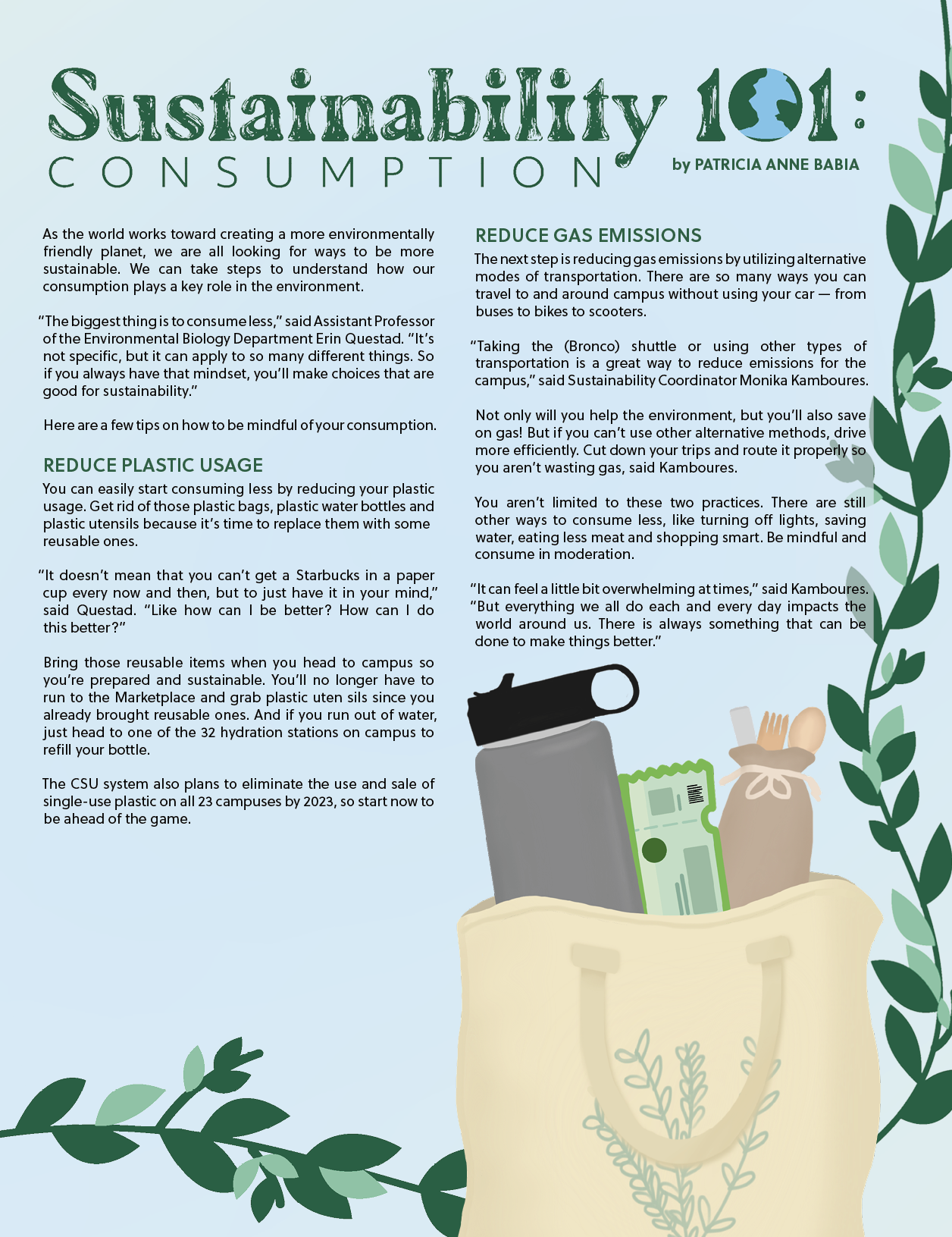 Single page layout on sustainability