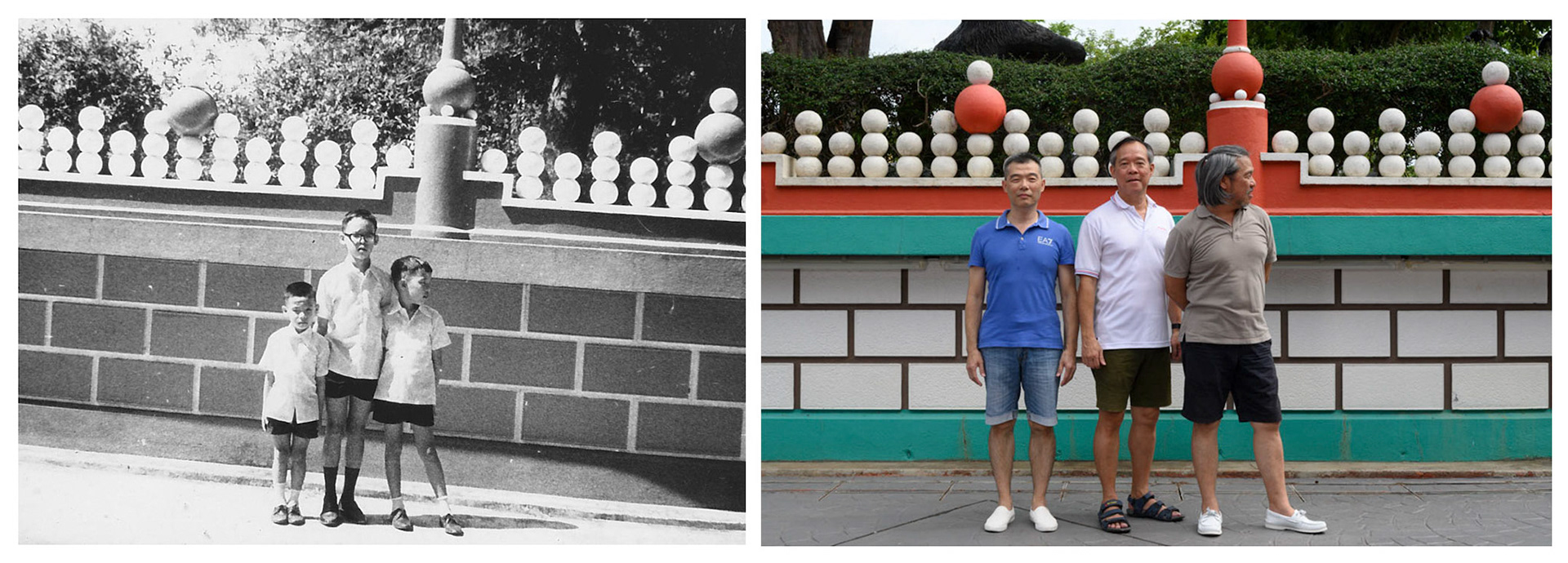 1969 - 1970. "Family outing to Haw Par Villa" - Chia Cheng Khoon, 53, Andy Chia, 59 and Chia Cheng Chye, 55