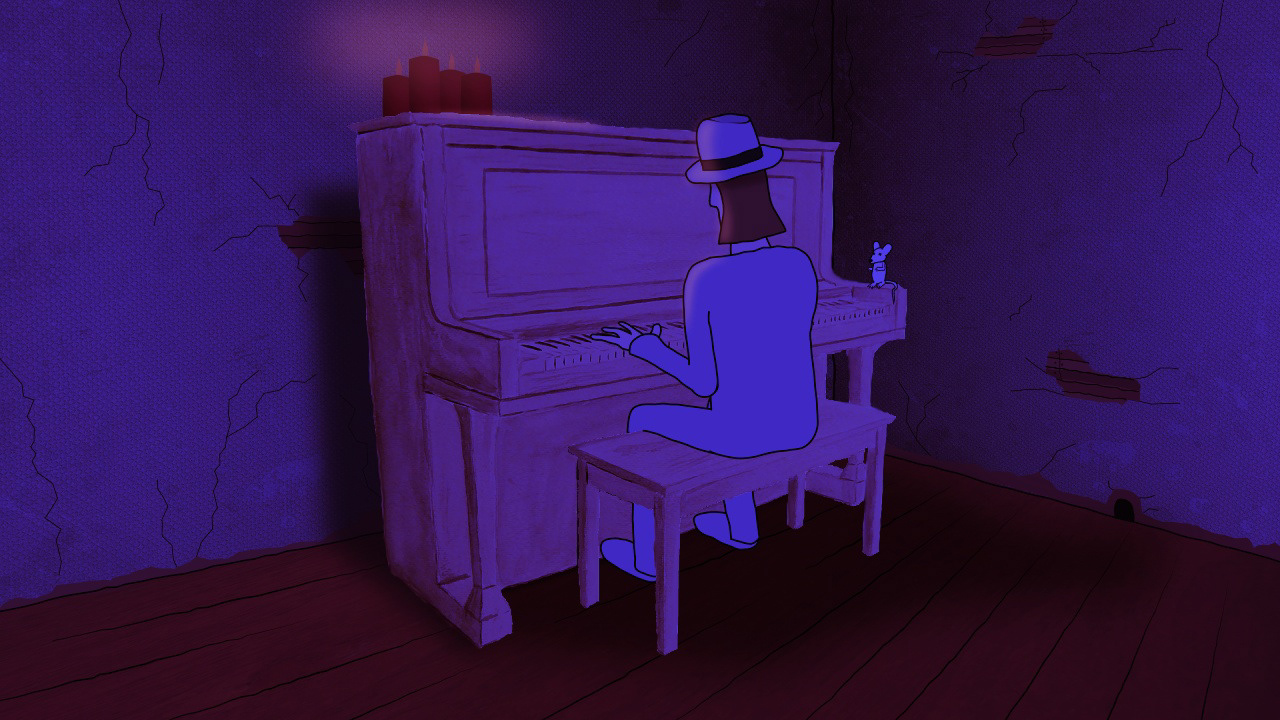 The Piano Player | Watercolor on paper, Photoshop, Moho Pro 12