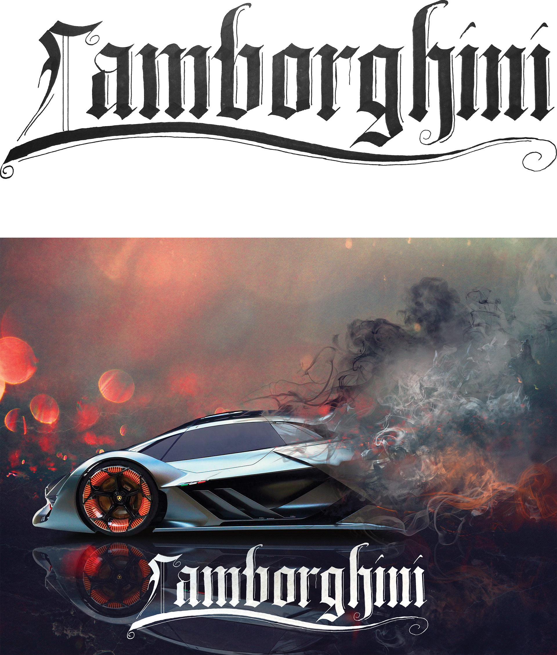 BLACKLETTER CALLIGRAPHY & COMPOSITE PHOTO | PARALLEL PEN, PAPER, PHOTOSHOP
