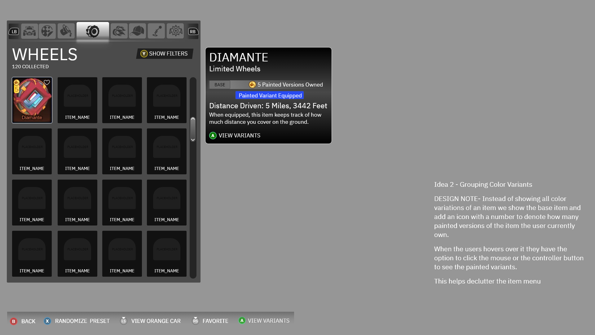 Base item with info about variants