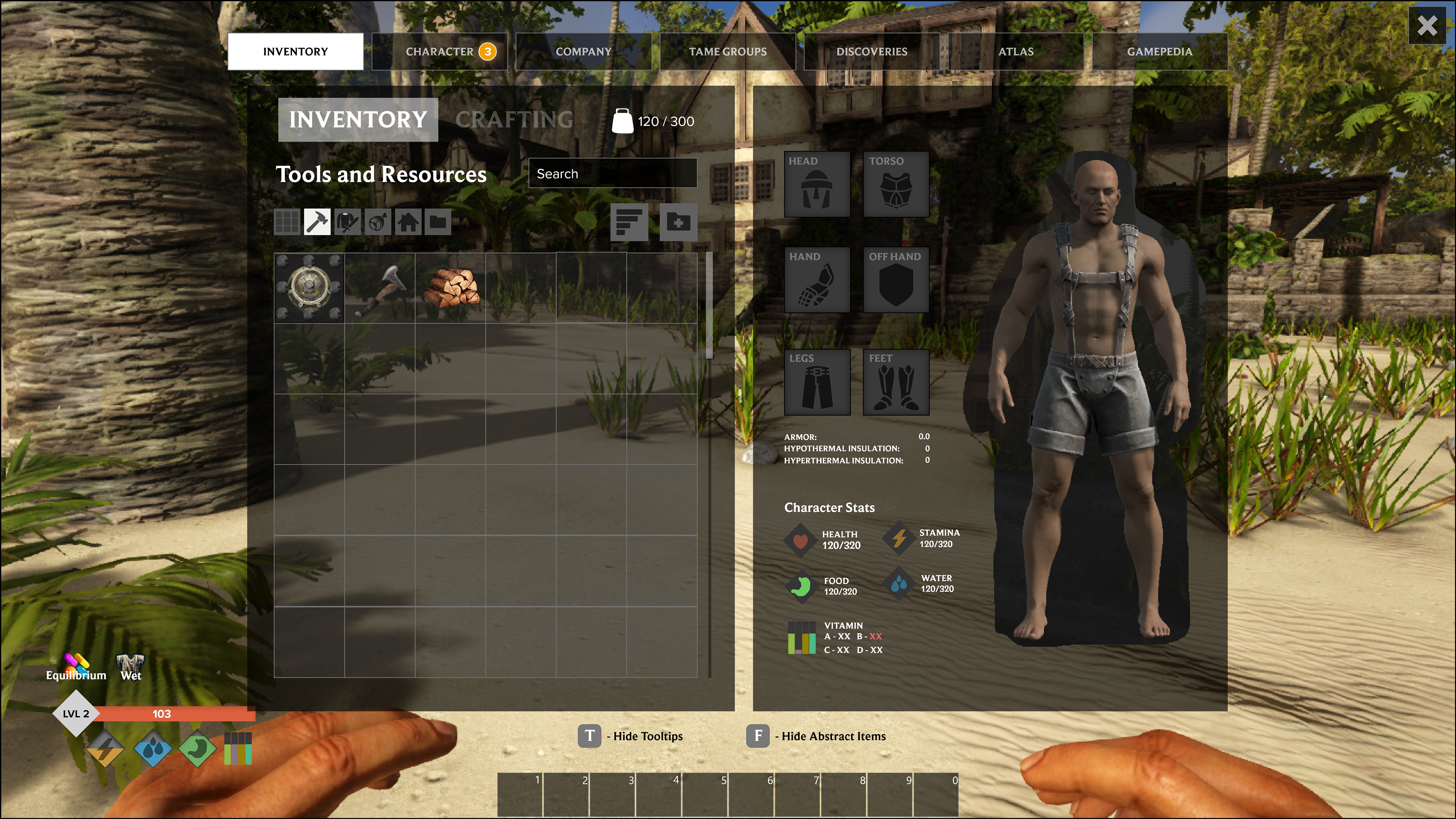 Inventory Screen with Tabs