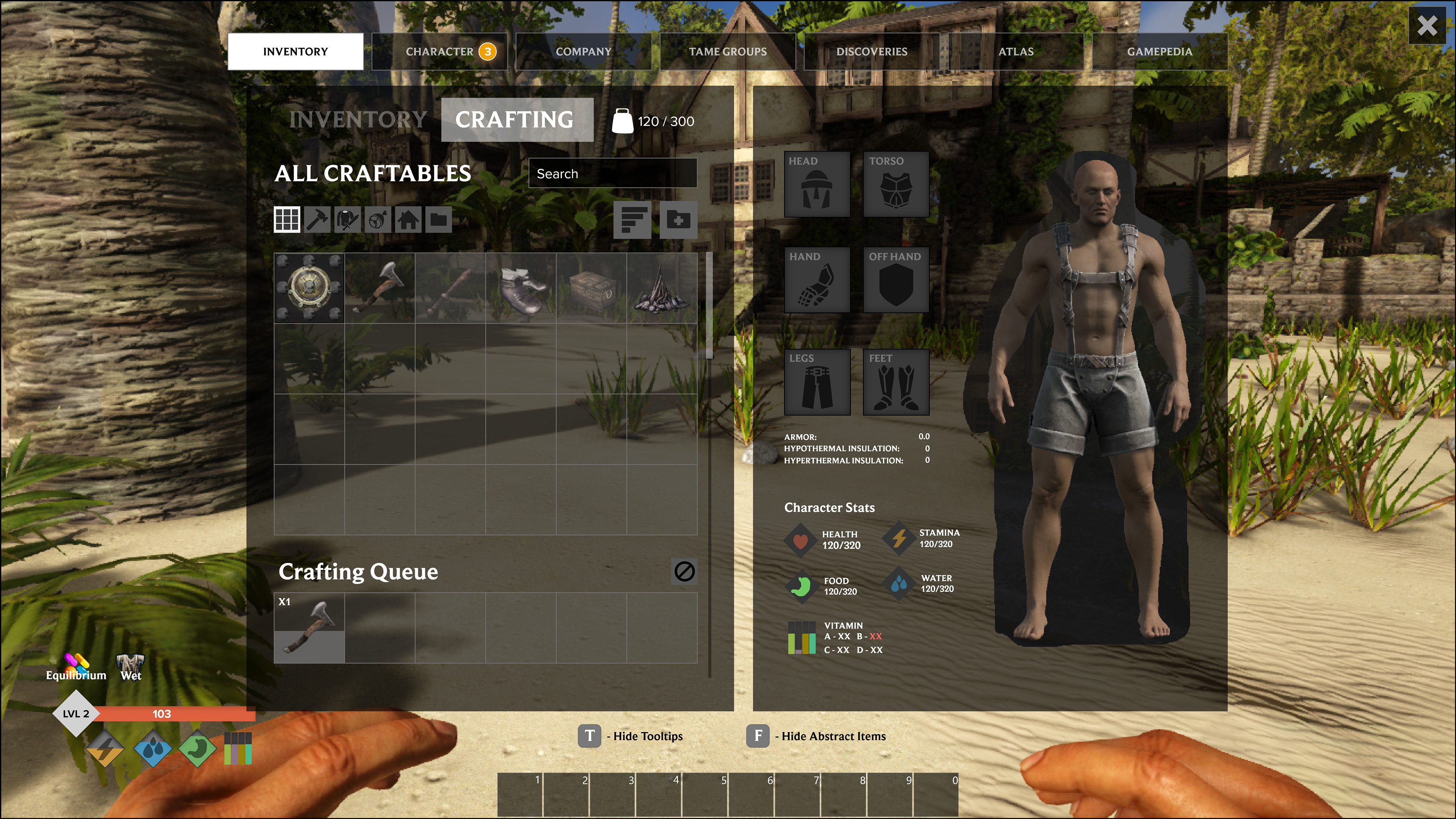 Separate Crafting Screen with Que