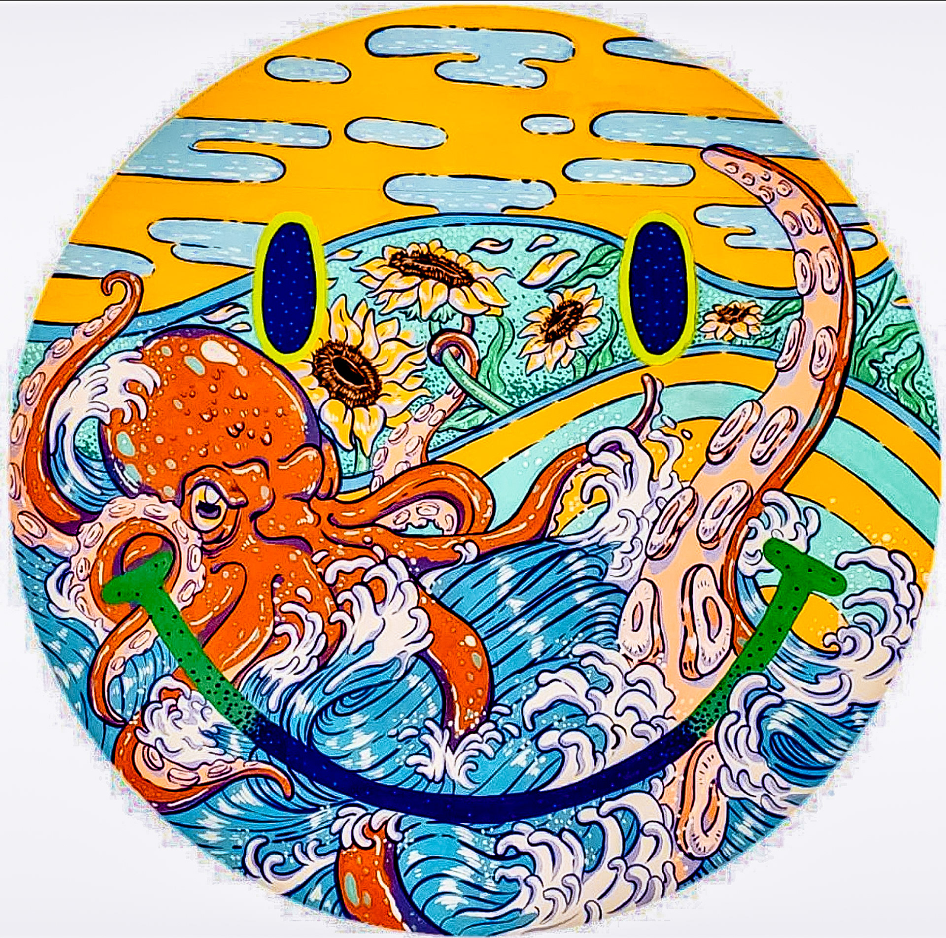 Octo Smiley 2 | Collab | Gouache on Paper | 2021