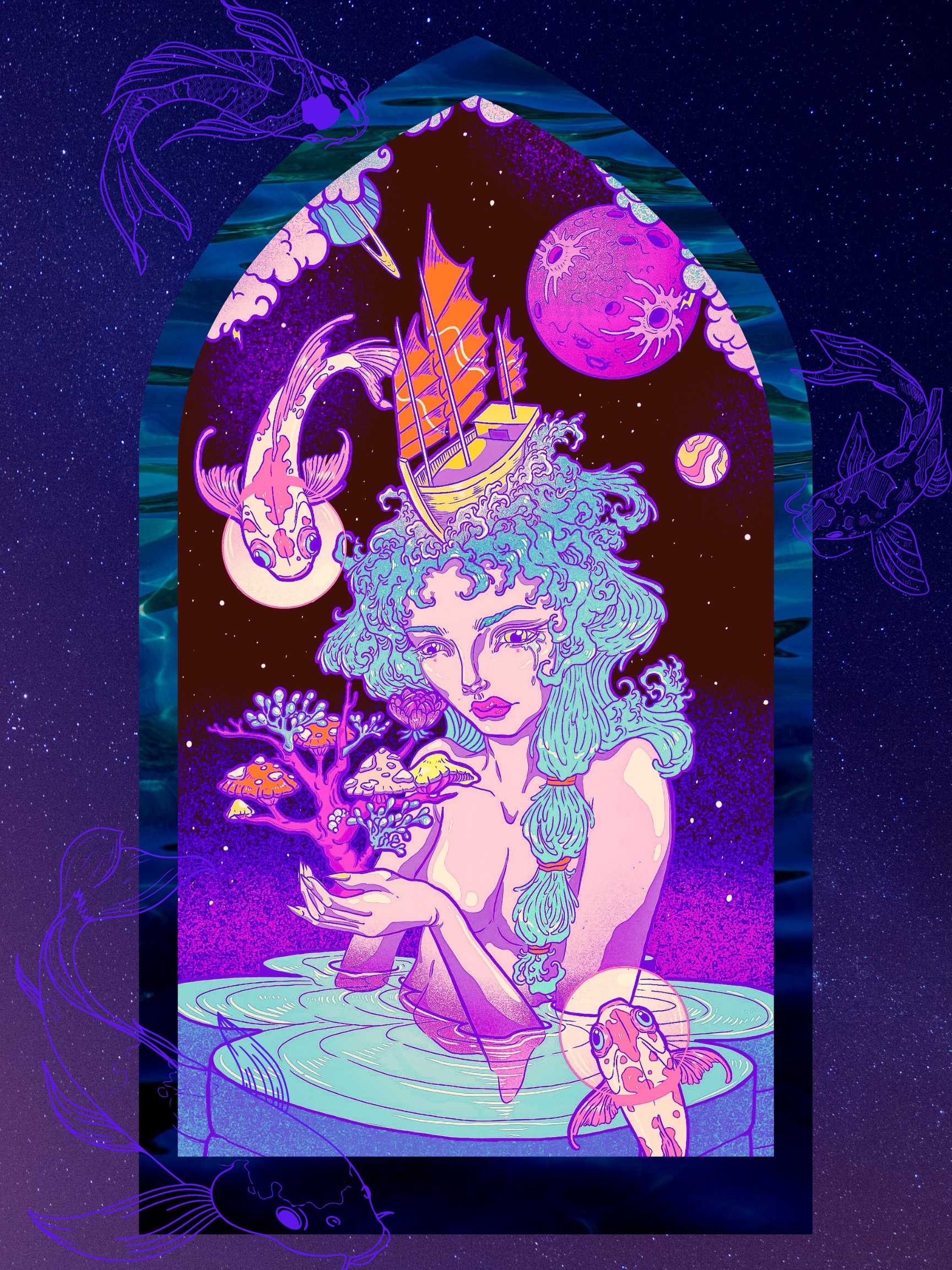 Lost Souls in a Fish Bowl  | Digital Illustration | Procreate/Canva | 2022