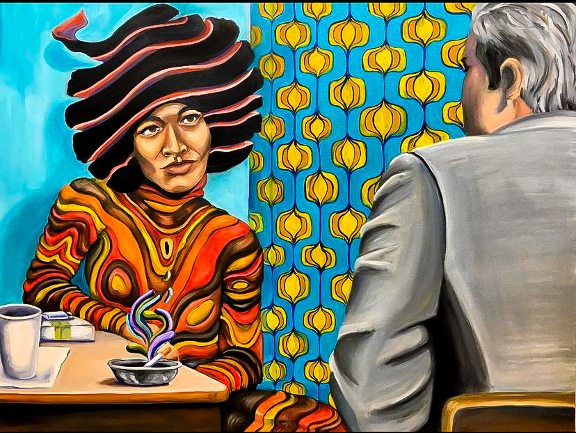 Angela Davis Prison Interview '72 | Oil on Canvas | 2017