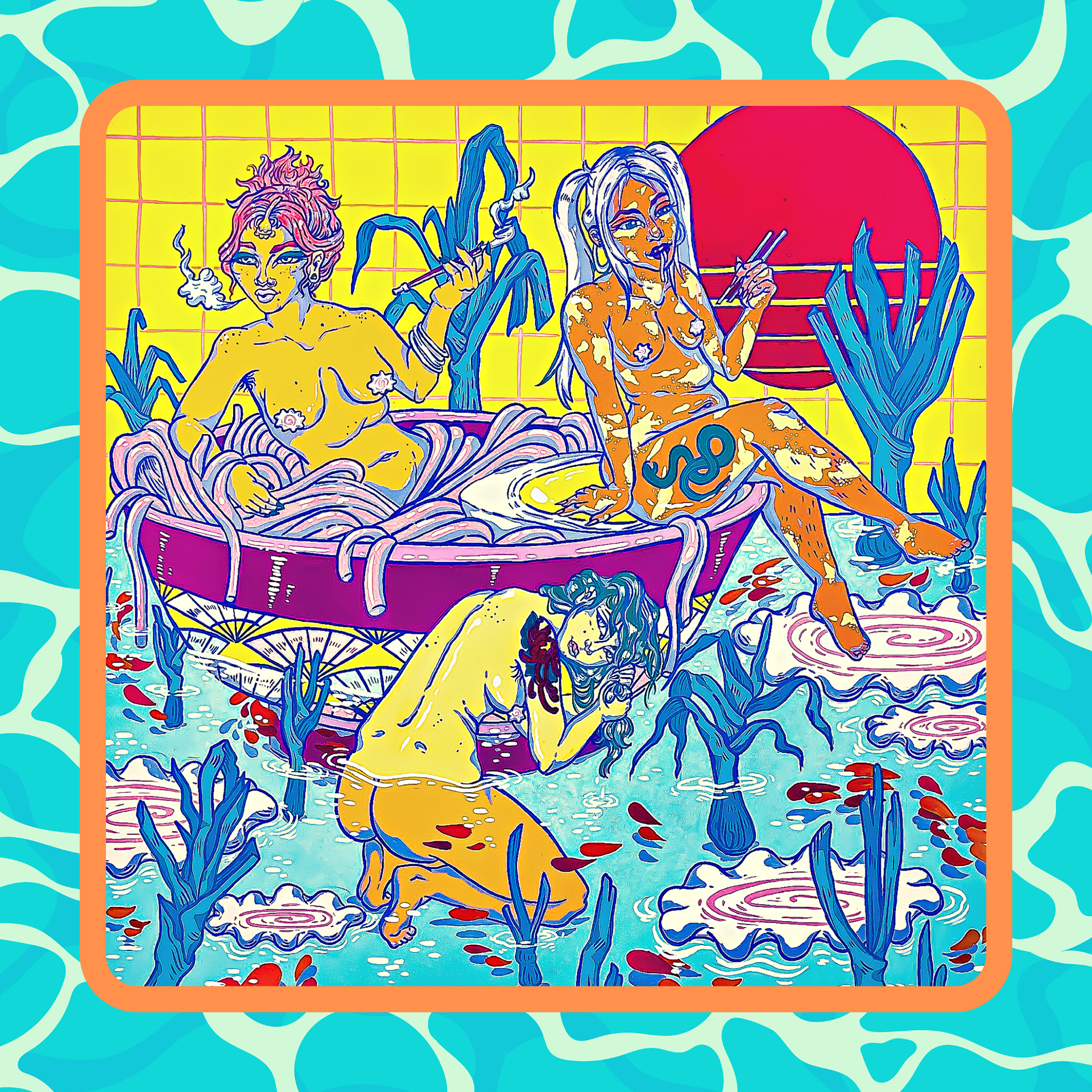 Hot Ramen Bath  | Digital Illustration | Procreate/Canva | 2022