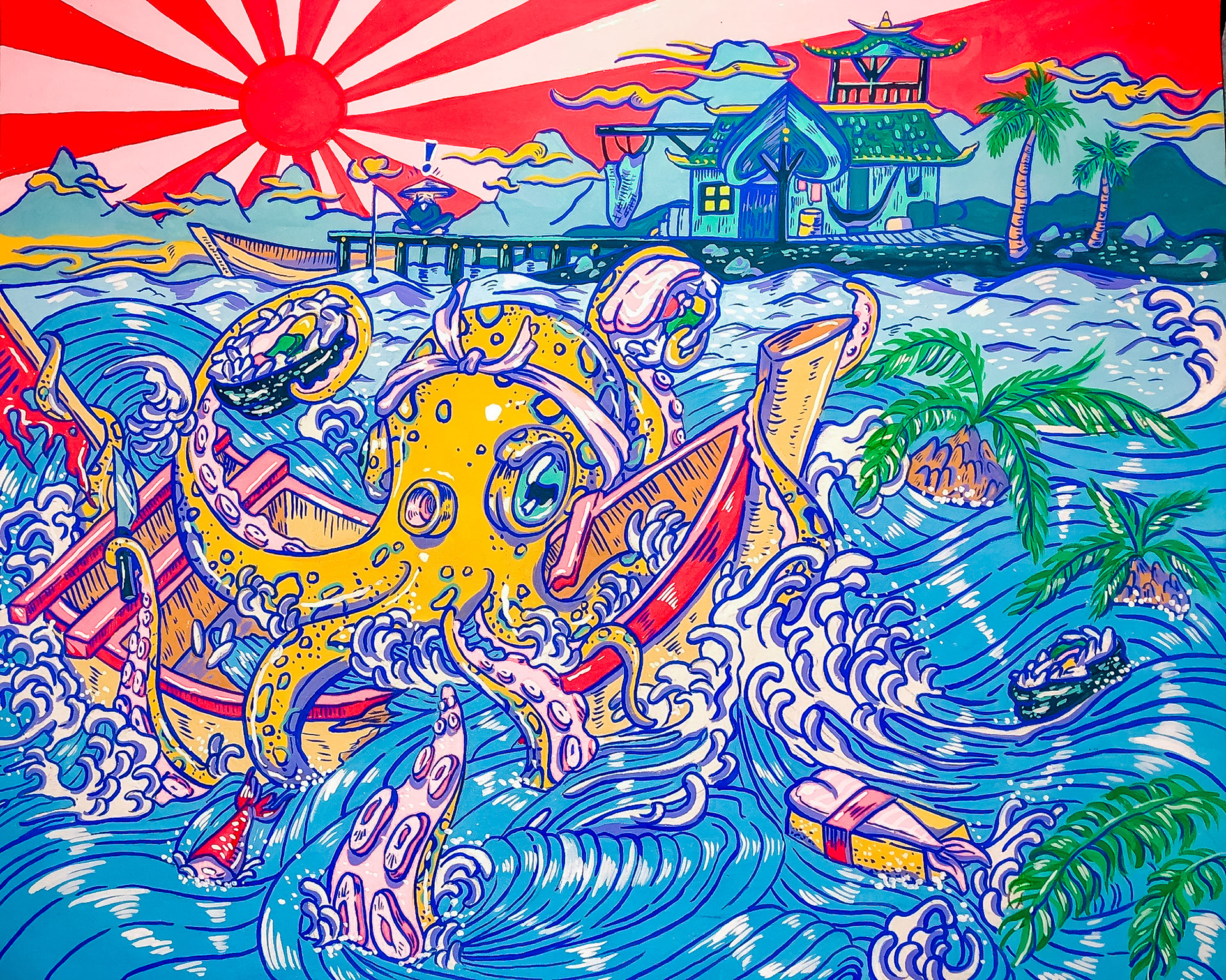 Unsuspecting Fisherman  | Gouache on Paper | 2021