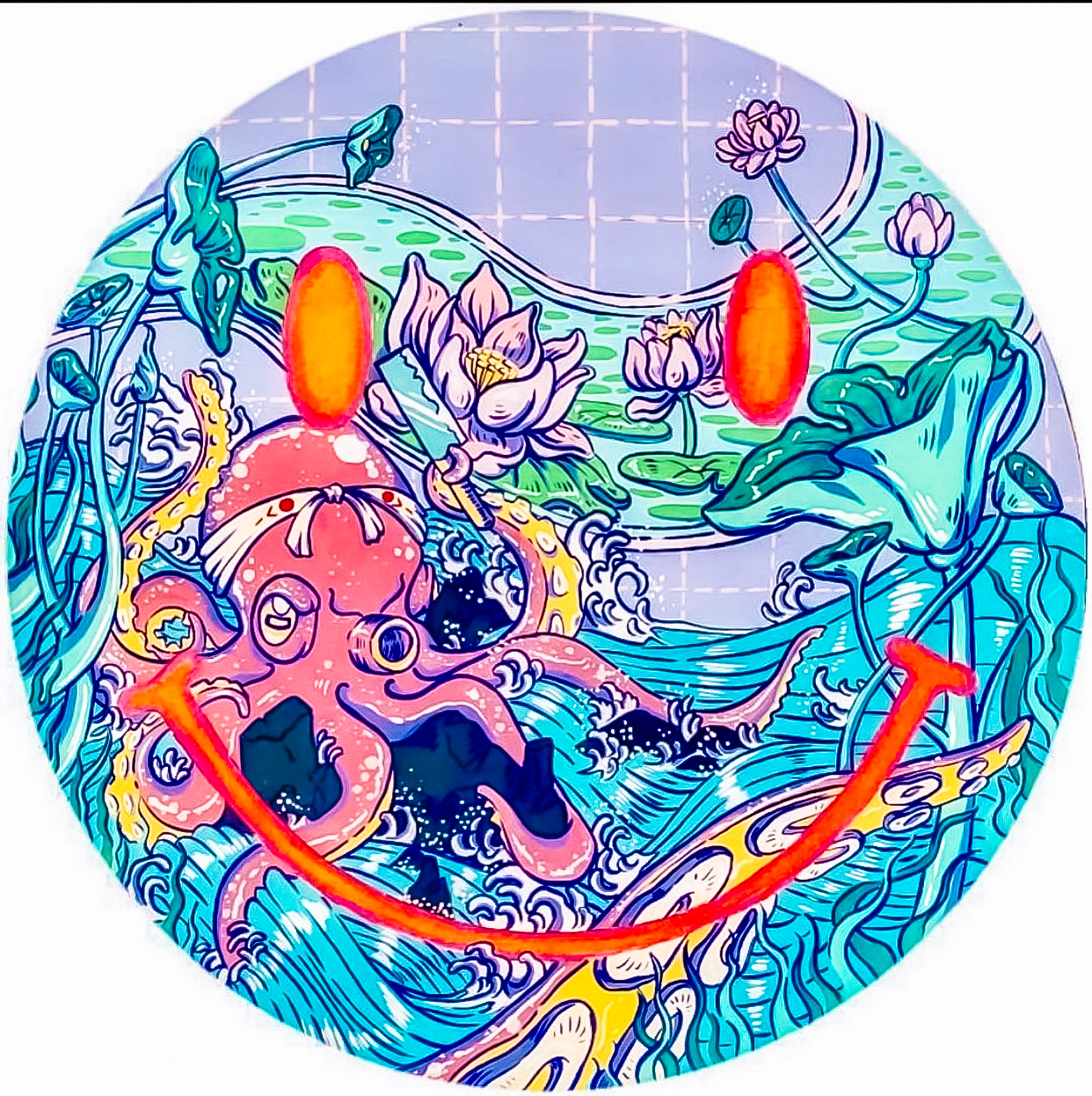 Octo Smiley 1 | Collab |  | Gouache on Paper | 2021