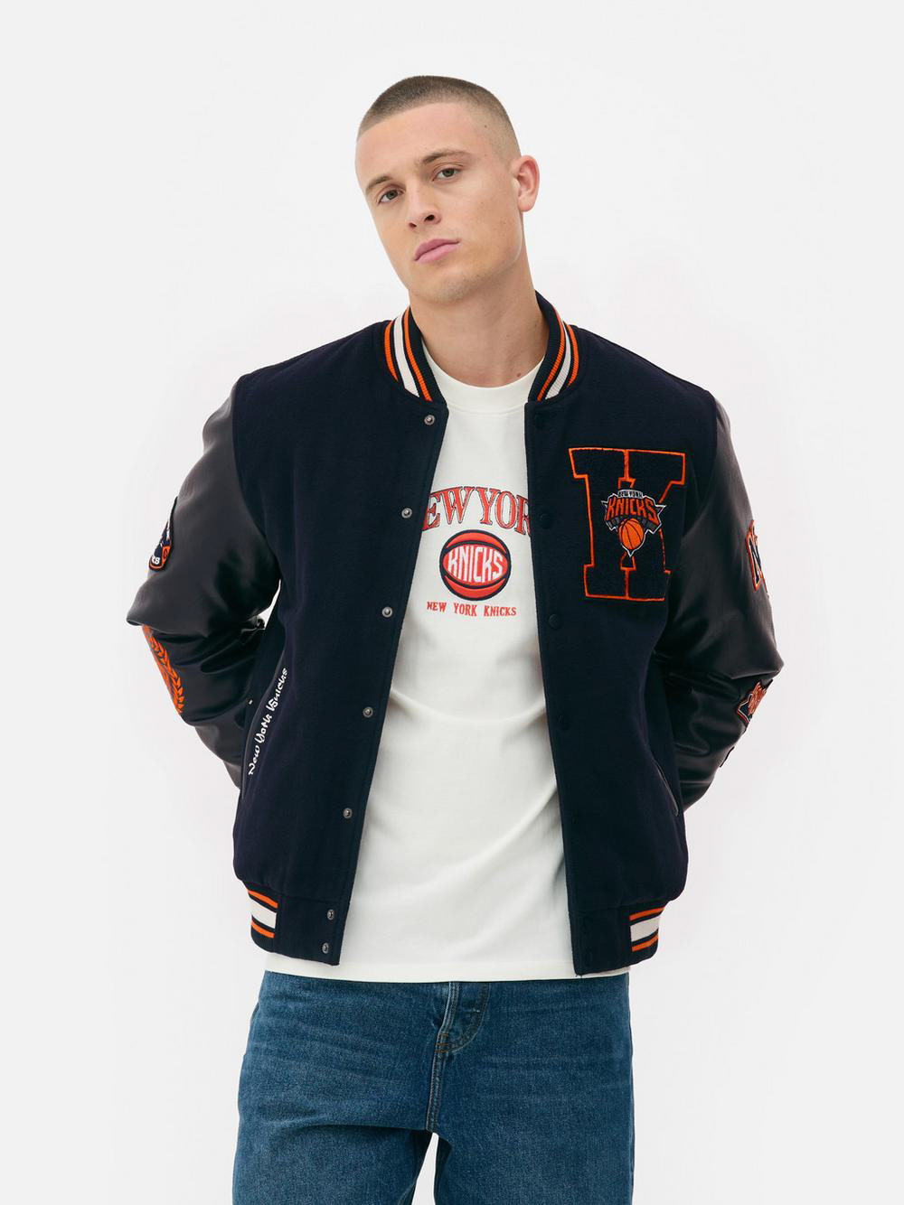 NBA x Josh Denzel [Primark] AW24 NY Knicks Jacket. Photograph By Primark