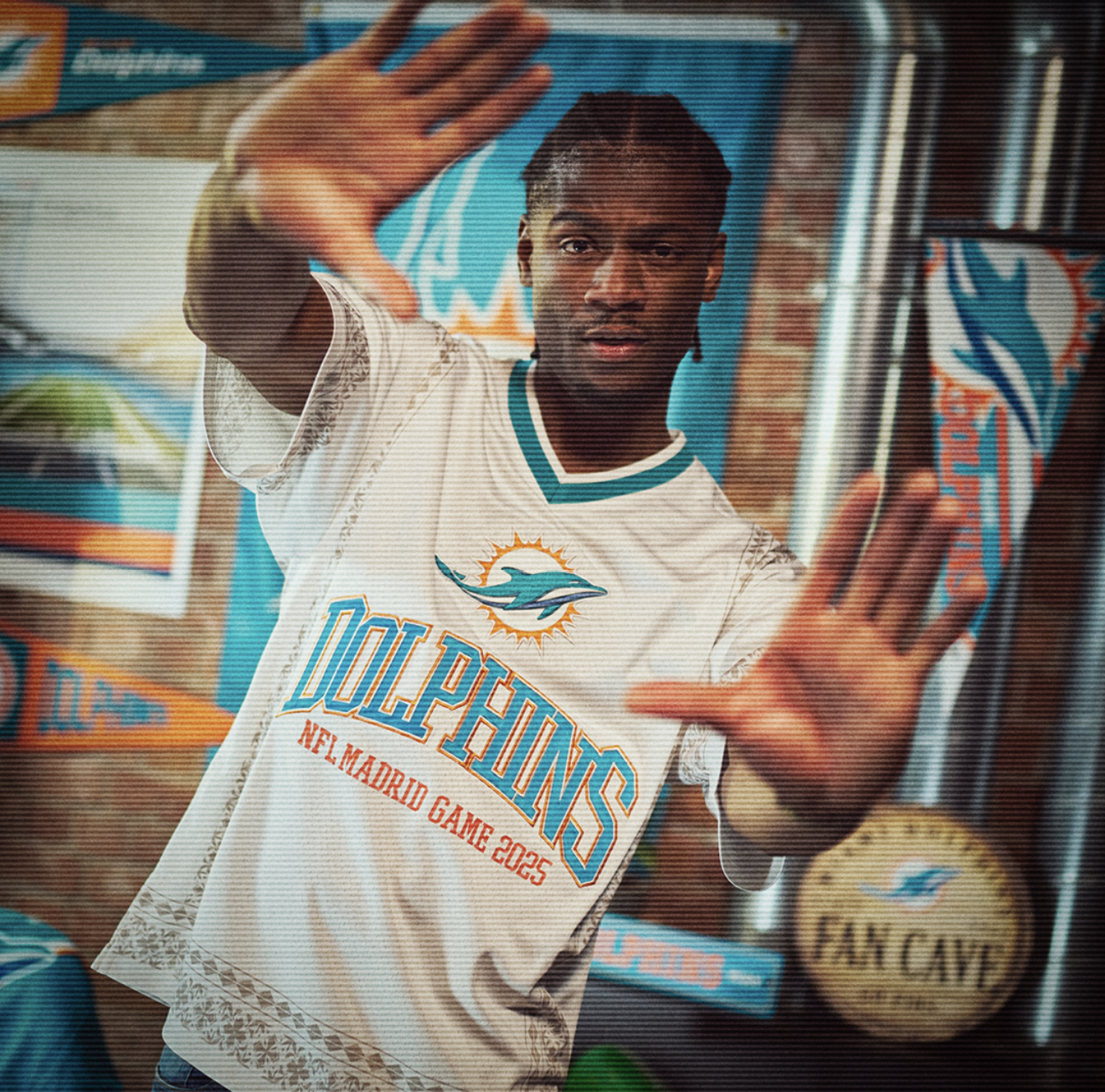 Mitchell & Ness x Miami Dolphins Madrid Game 2025 Legacy Jersey Front