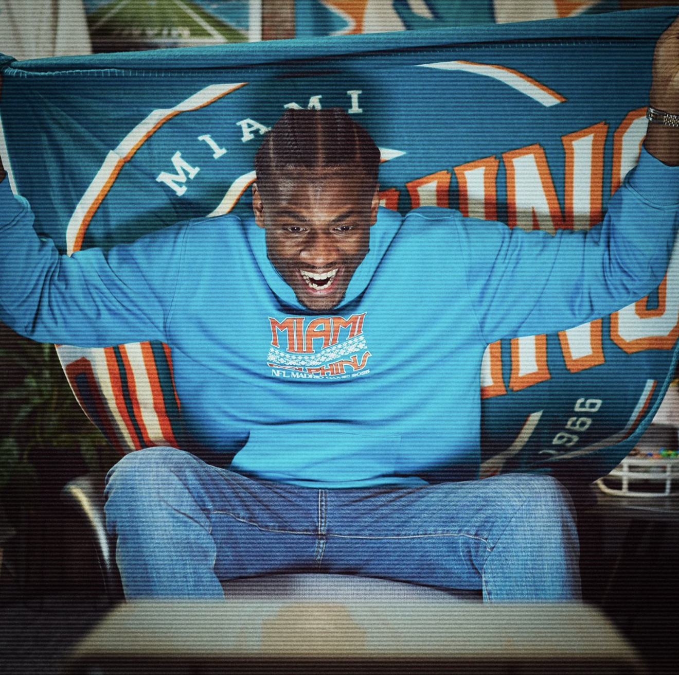 Mitchell & Ness x Miami Dolphins Madrid Game 2025 Hood Front