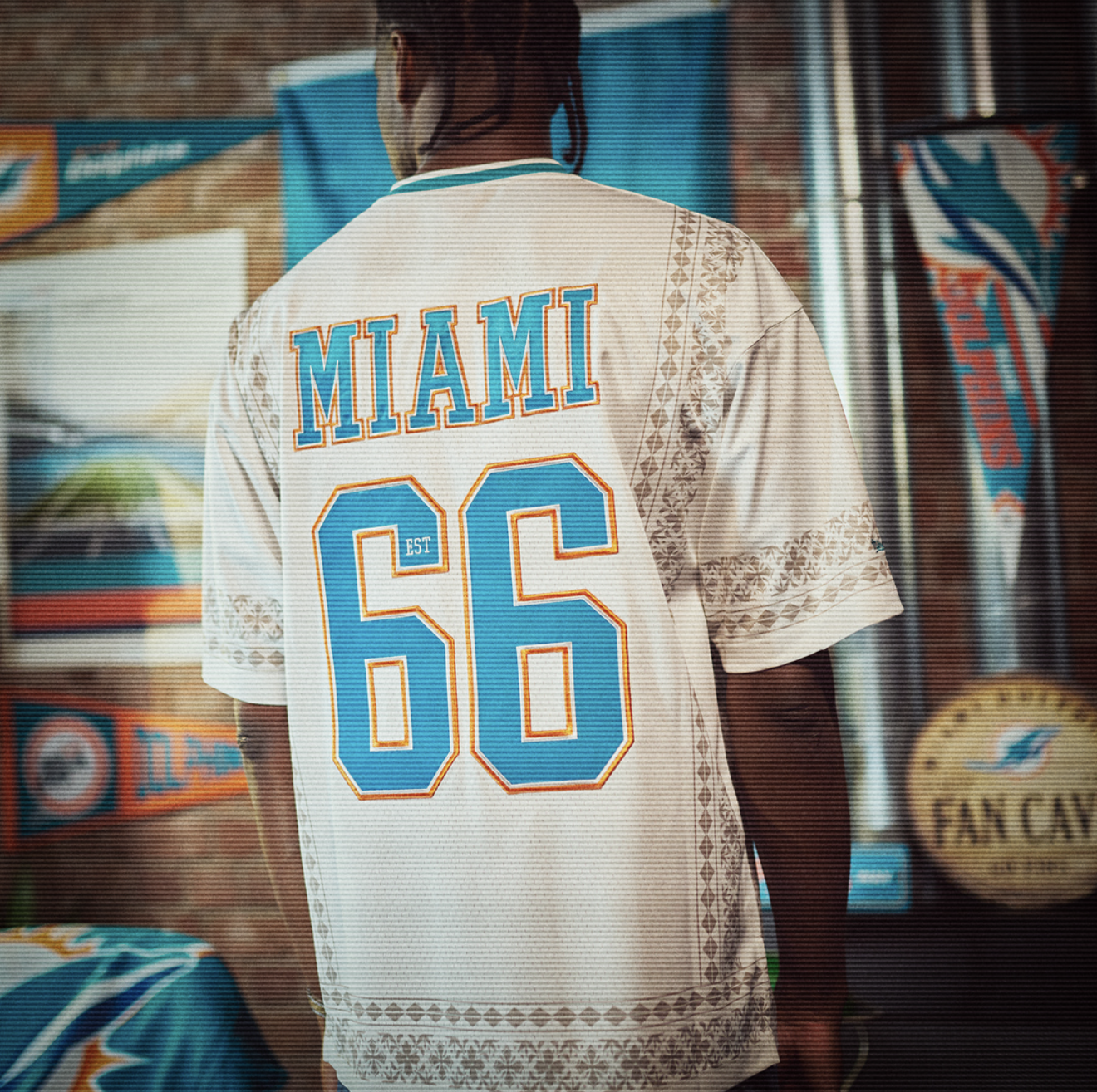 Mitchell & Ness x Miami Dolphins Madrid Game 2025 Legacy Jersey Rear