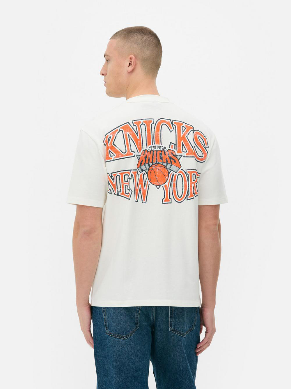 NBA x Josh Denzel [Primark] AW24 NY Knicks Tee. Photograph By Primark