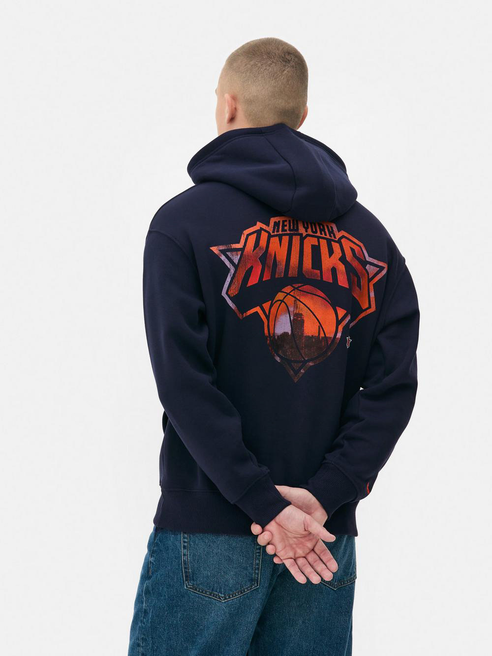 NBA x Josh Denzel [Primark] AW24 NY Knicks Hood. Photograph By Primark