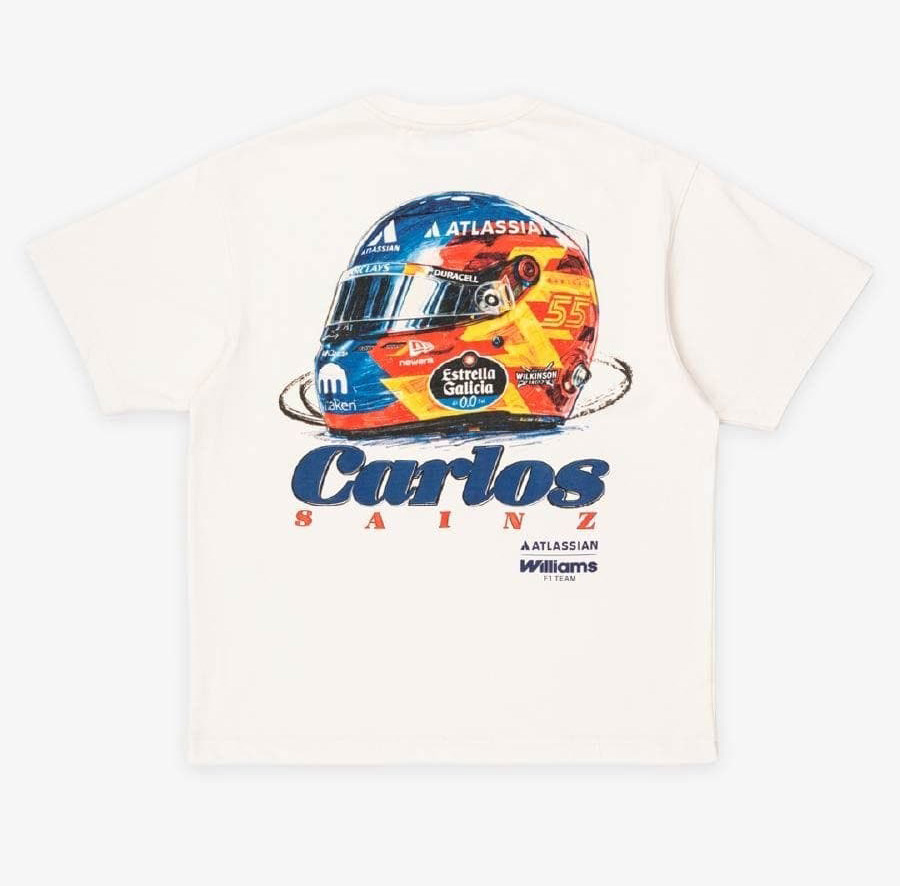 Carlos Sainz Sketched Helmet T Shirt Rear View