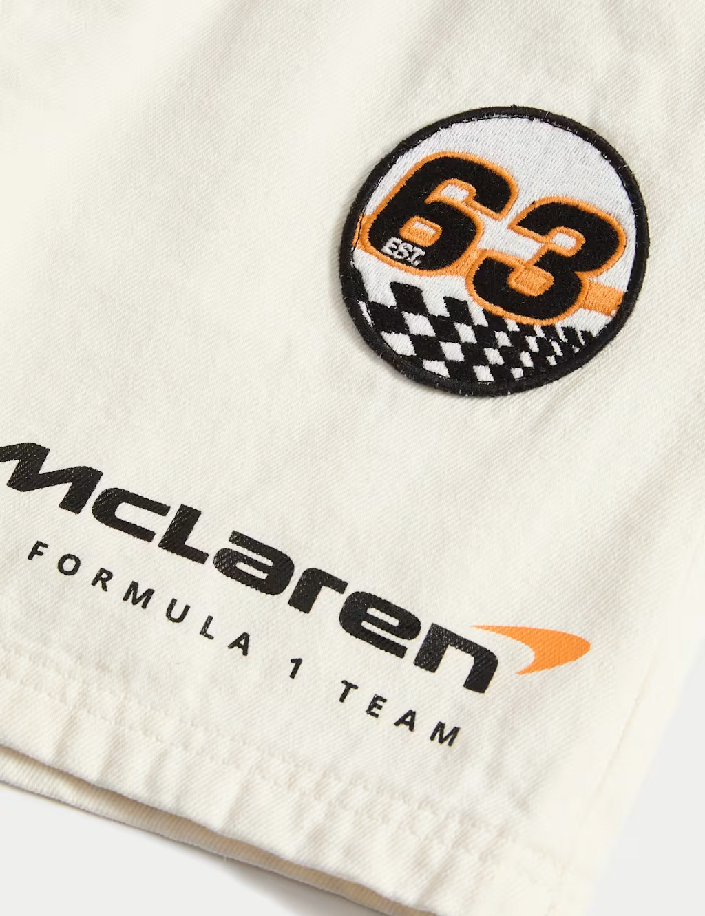 McLaren Formula 1 Denim Skirt Embroidery Details - Photography By Marks & Spencer