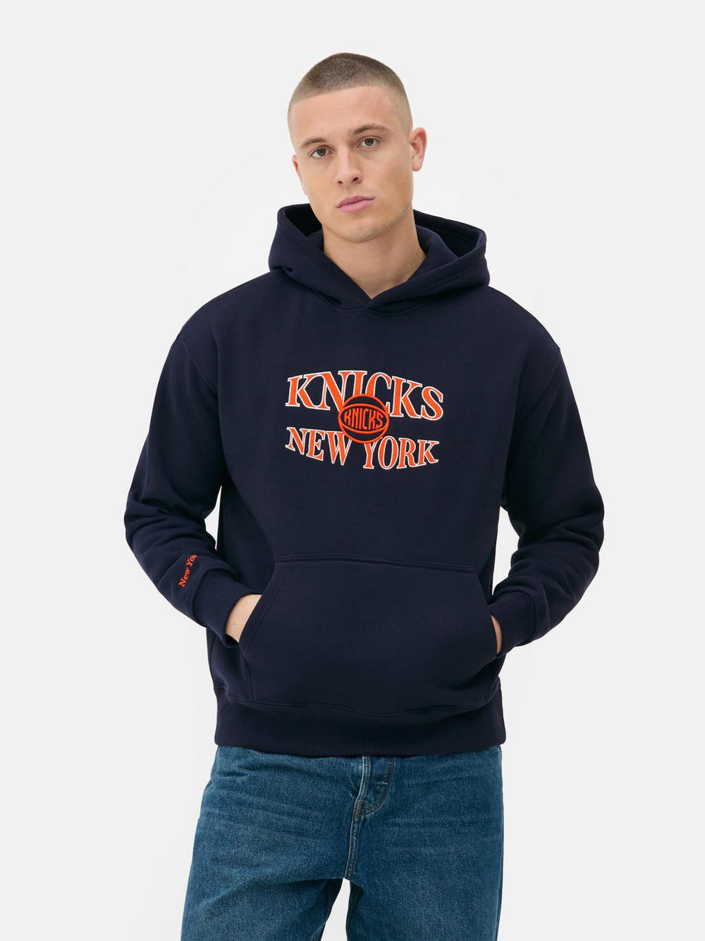 NBA x Josh Denzel [Primark] AW24 NY Knicks Hood. Photograph By Primark