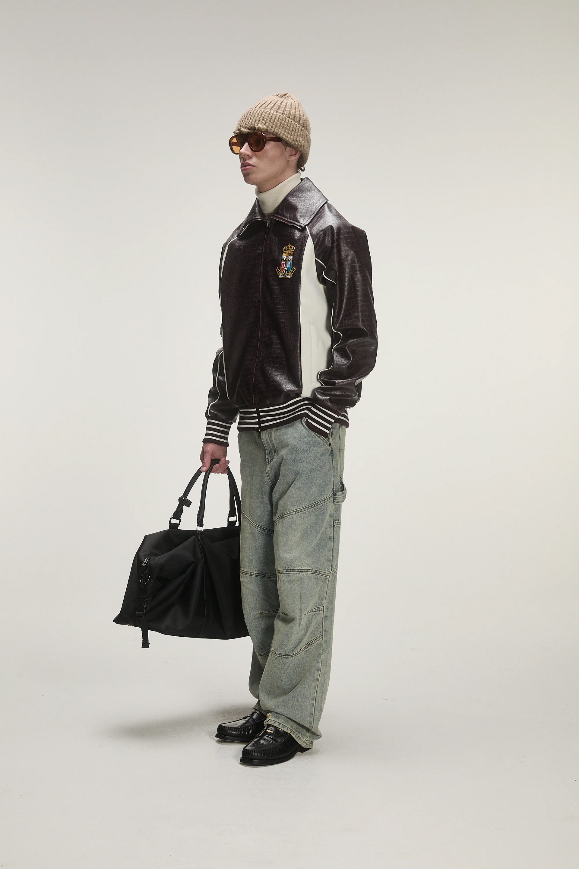 CROC LEATHER PU TRACK TOP