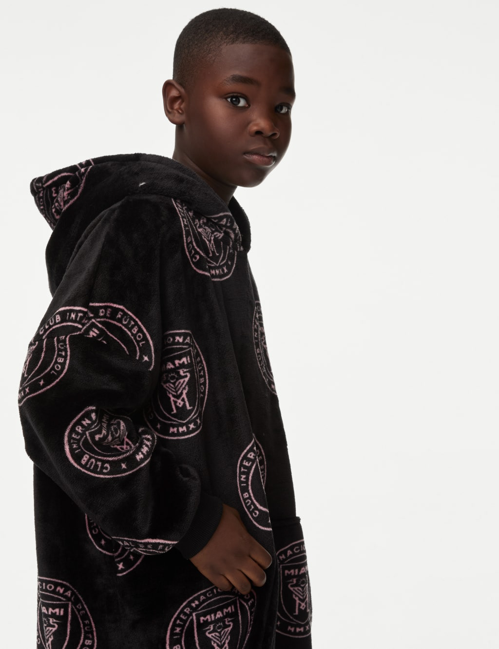 M&S Inter Miami Fleece Oversized Fleece Hoodie - Photography by Marks & Spencer