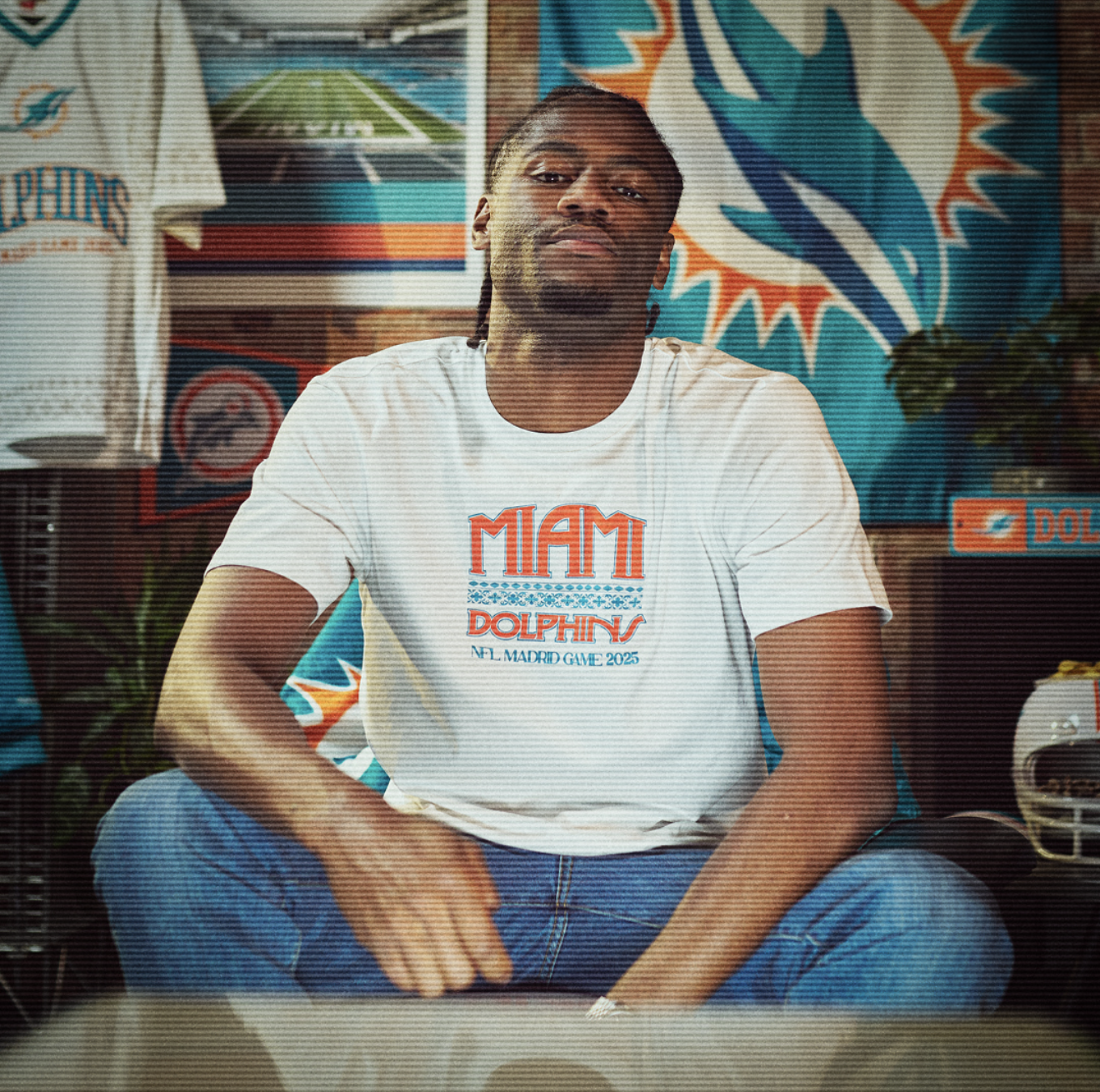 Mitchell & Ness x Miami Dolphins Madrid Game 2025 Tee Front