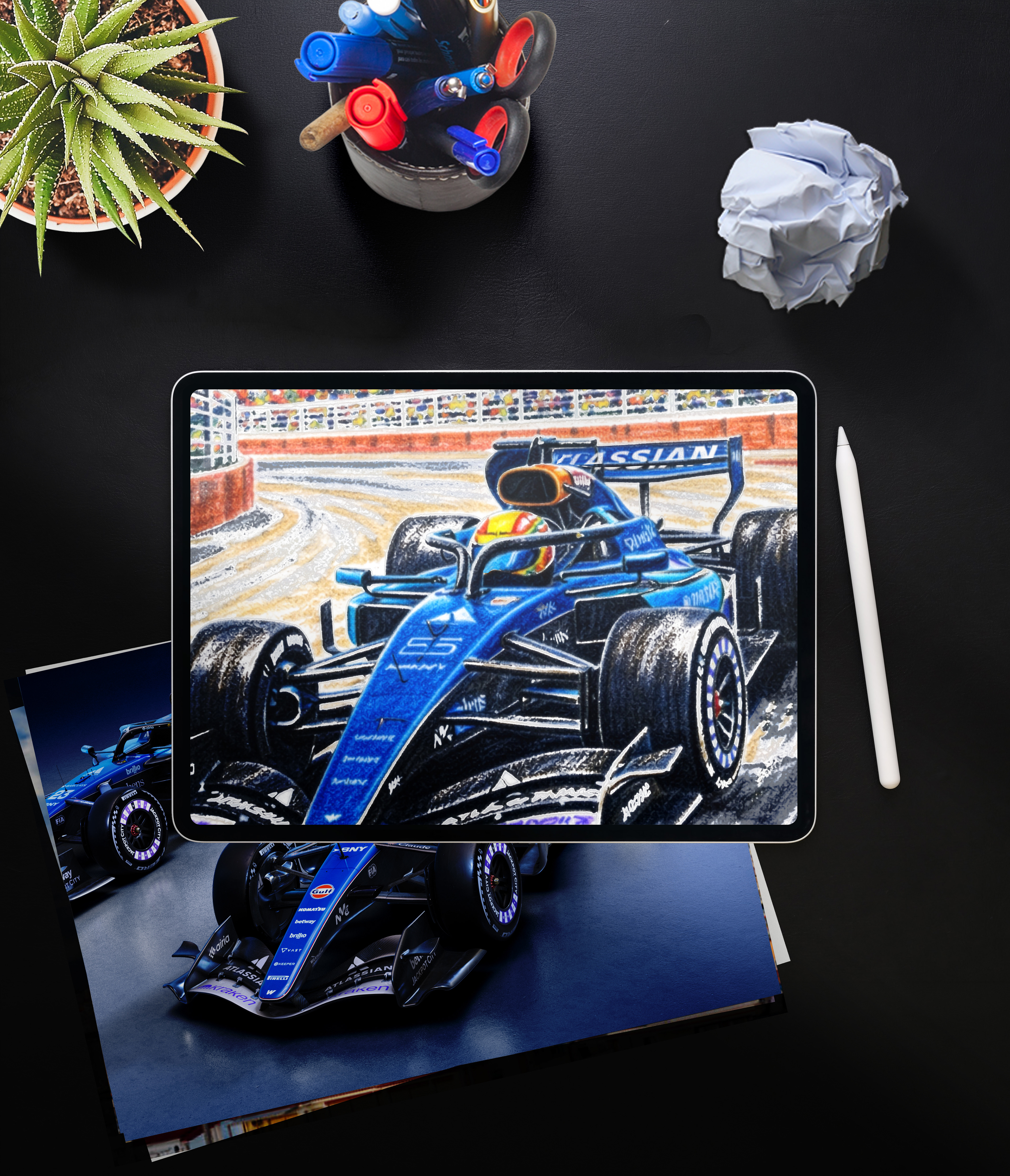 Williams F1 x  Carlos Sainz Sketched Helmet 