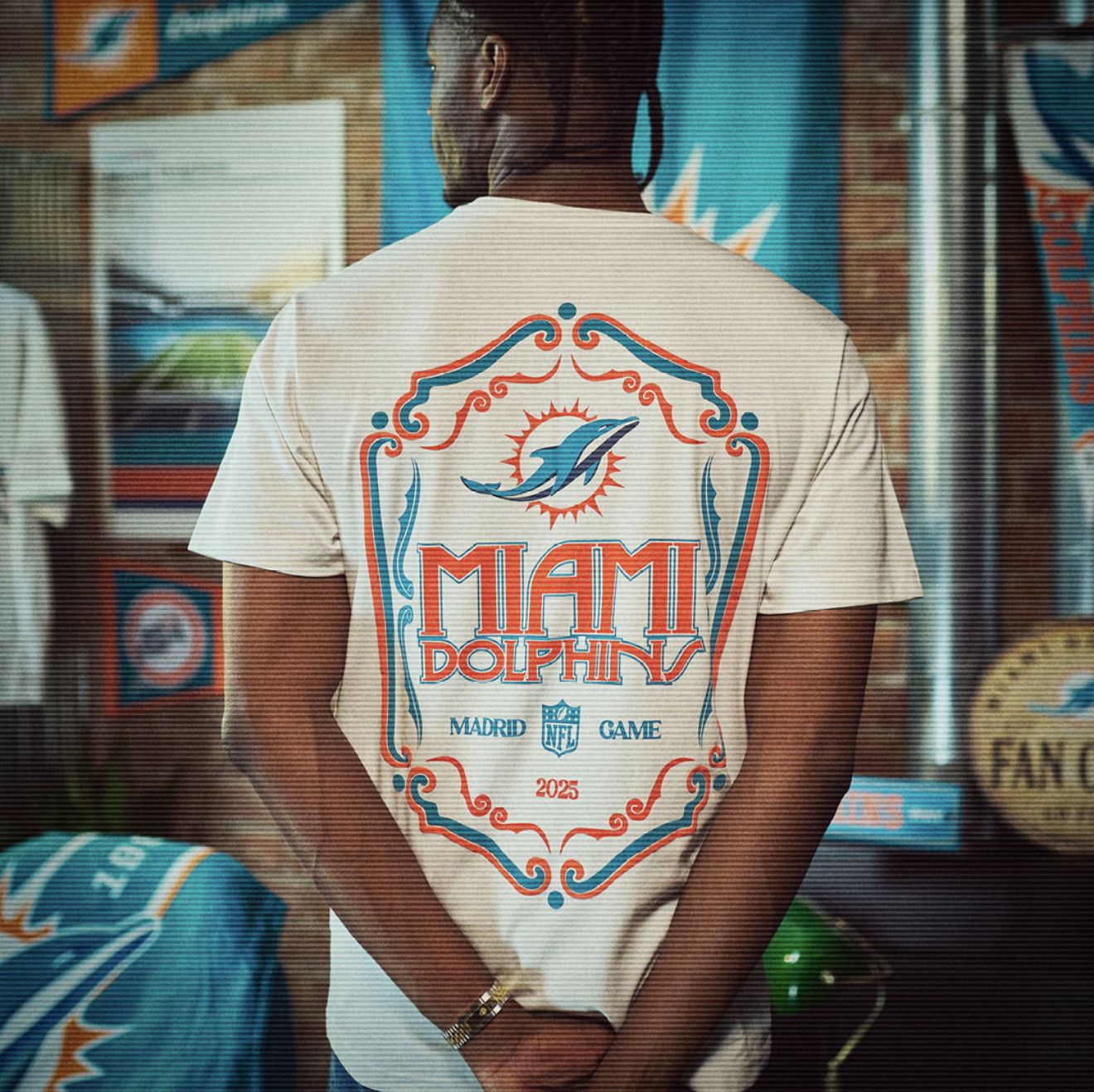 Mitchell & Ness x Miami Dolphins Madrid Game 2025 Tee Rear