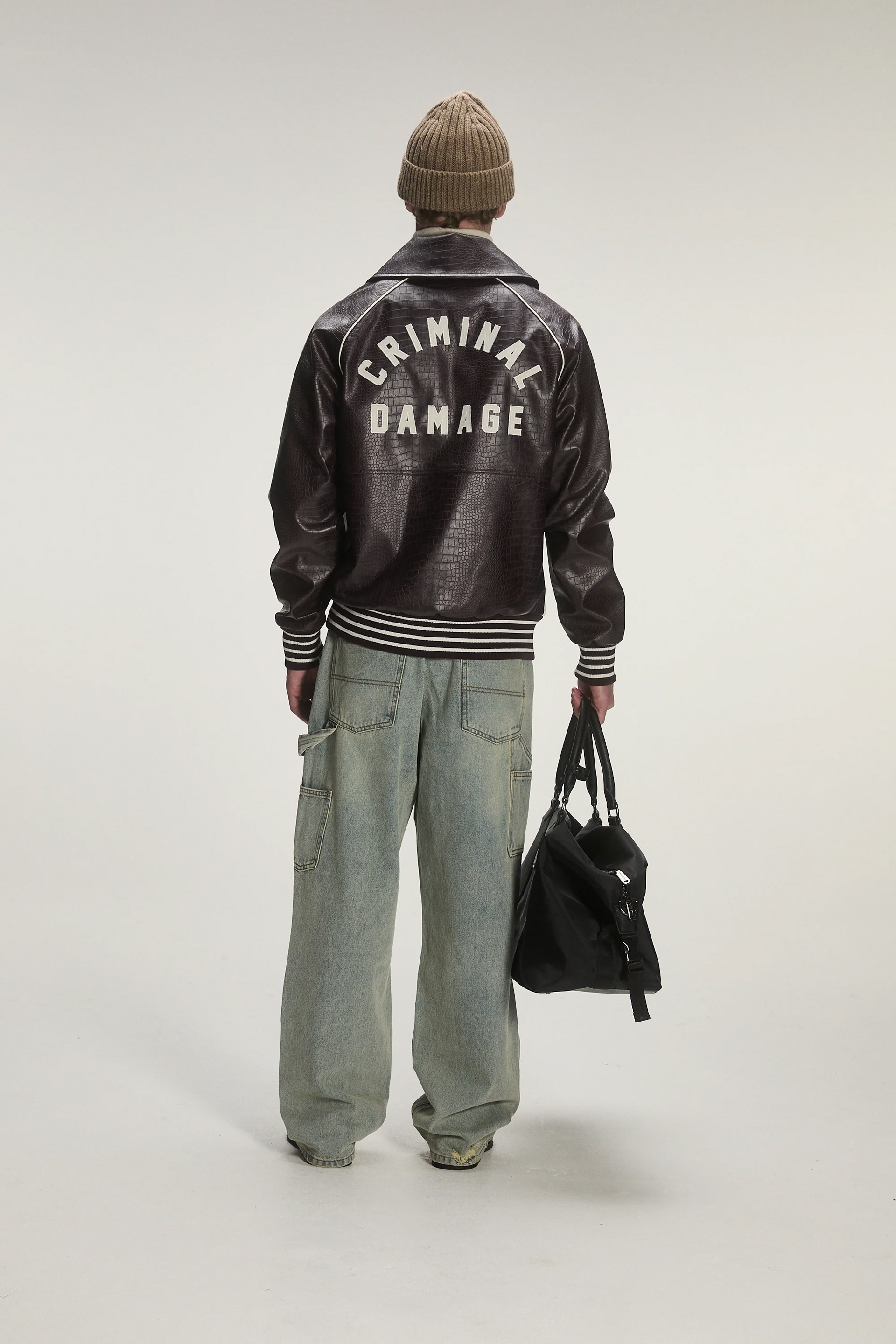 CROC LEATHER PU TRACK TOP