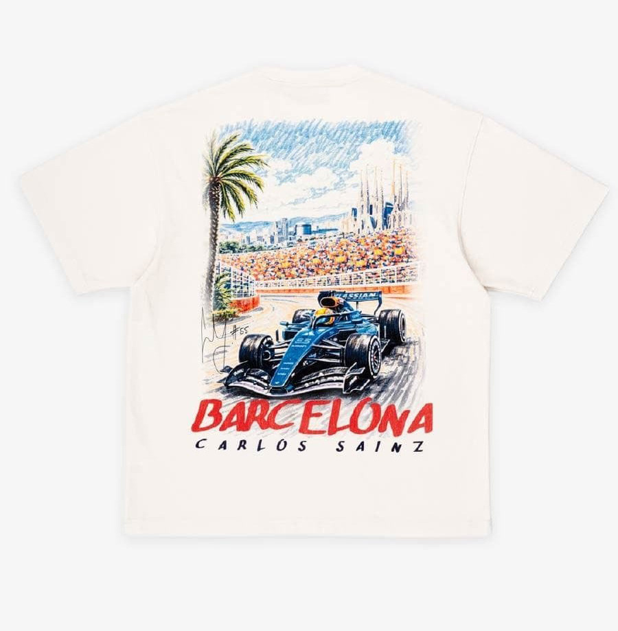 Carlos Sainz Sketched Barcelona T Shirt Rear View
