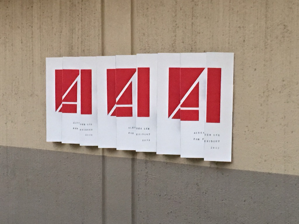 An accordion-style campaign poster.