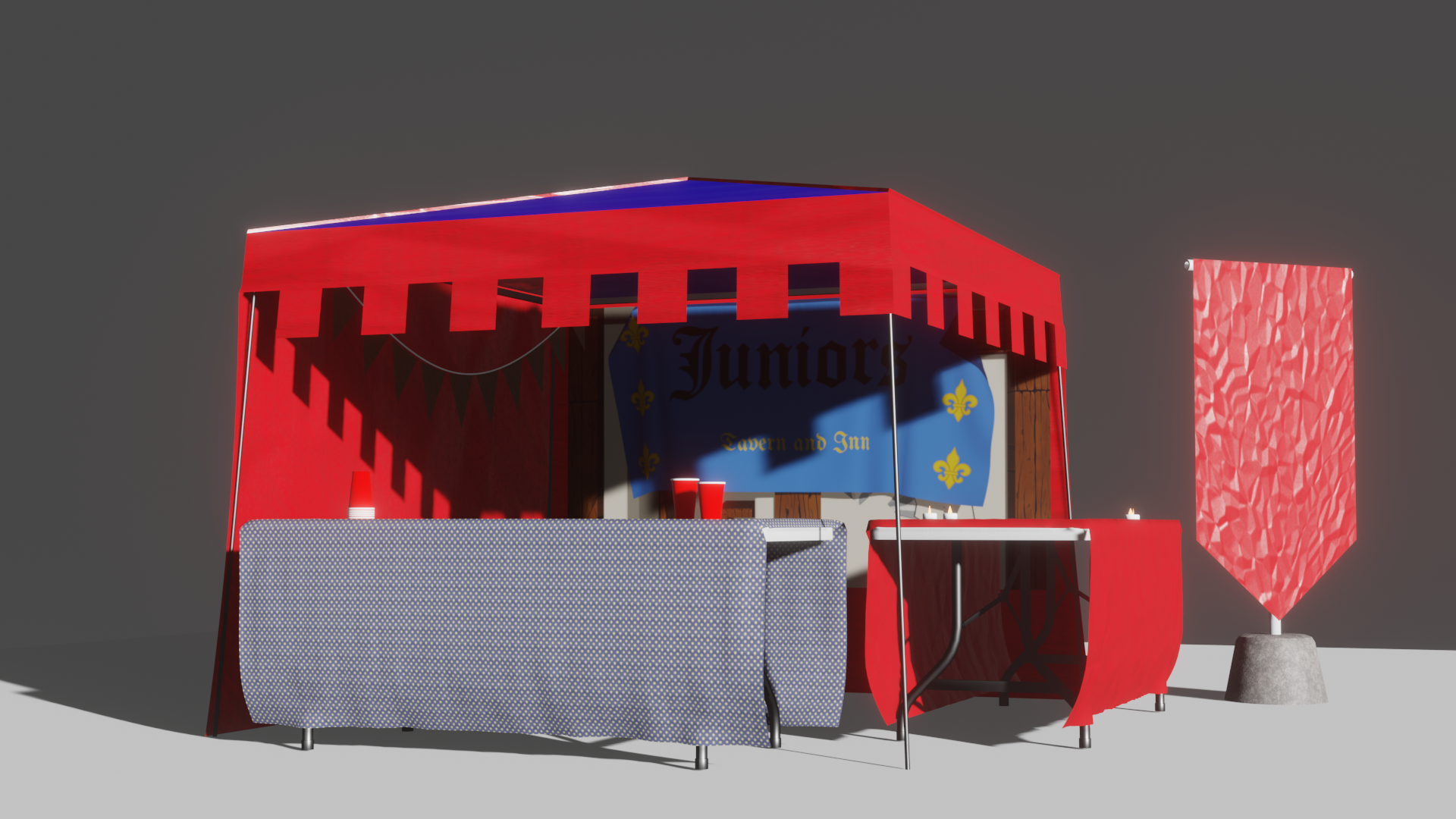 Concept art of a tent at Leland's Week of Welcome.