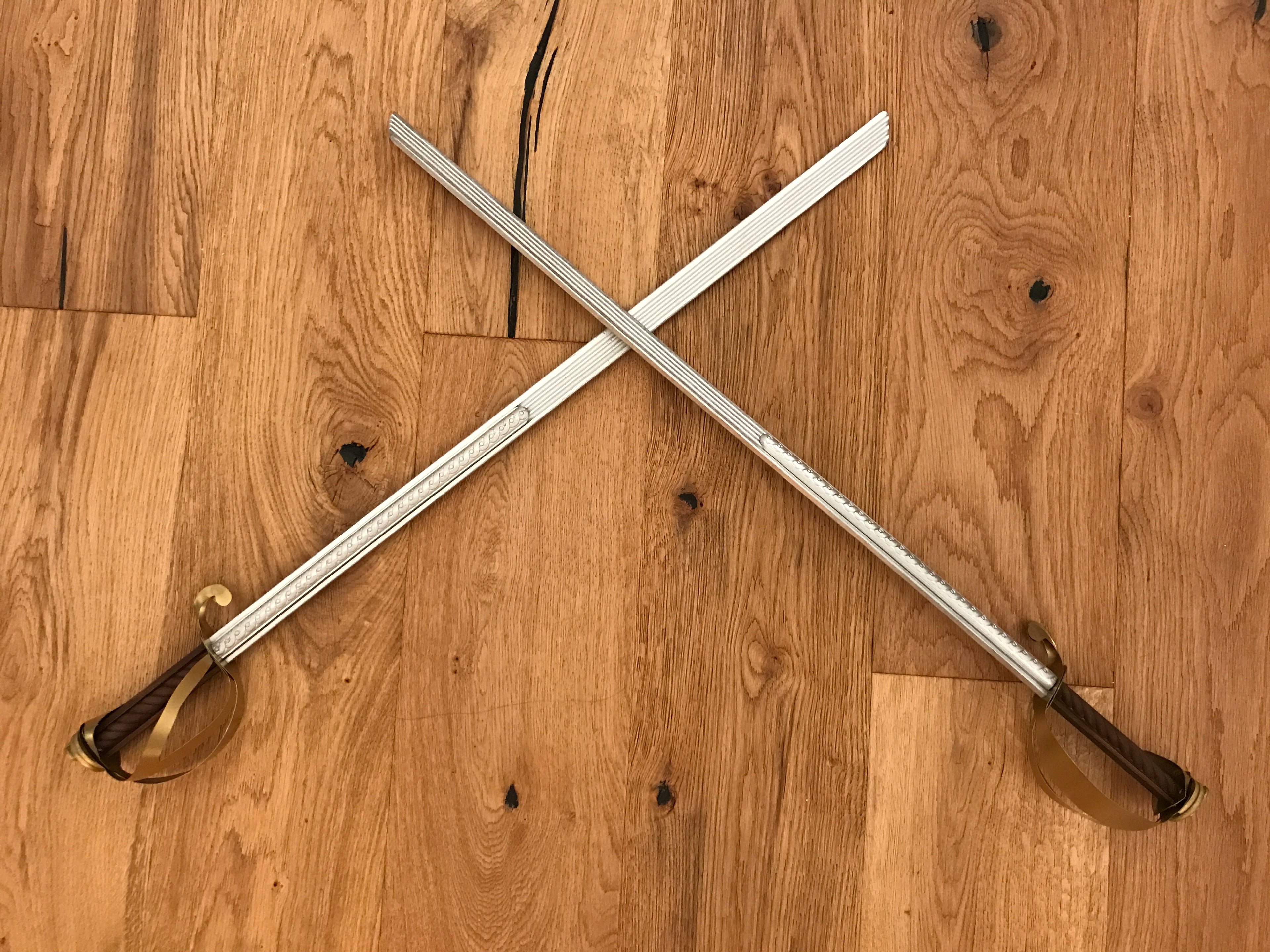 Swords made from wooden moulding, for our show.