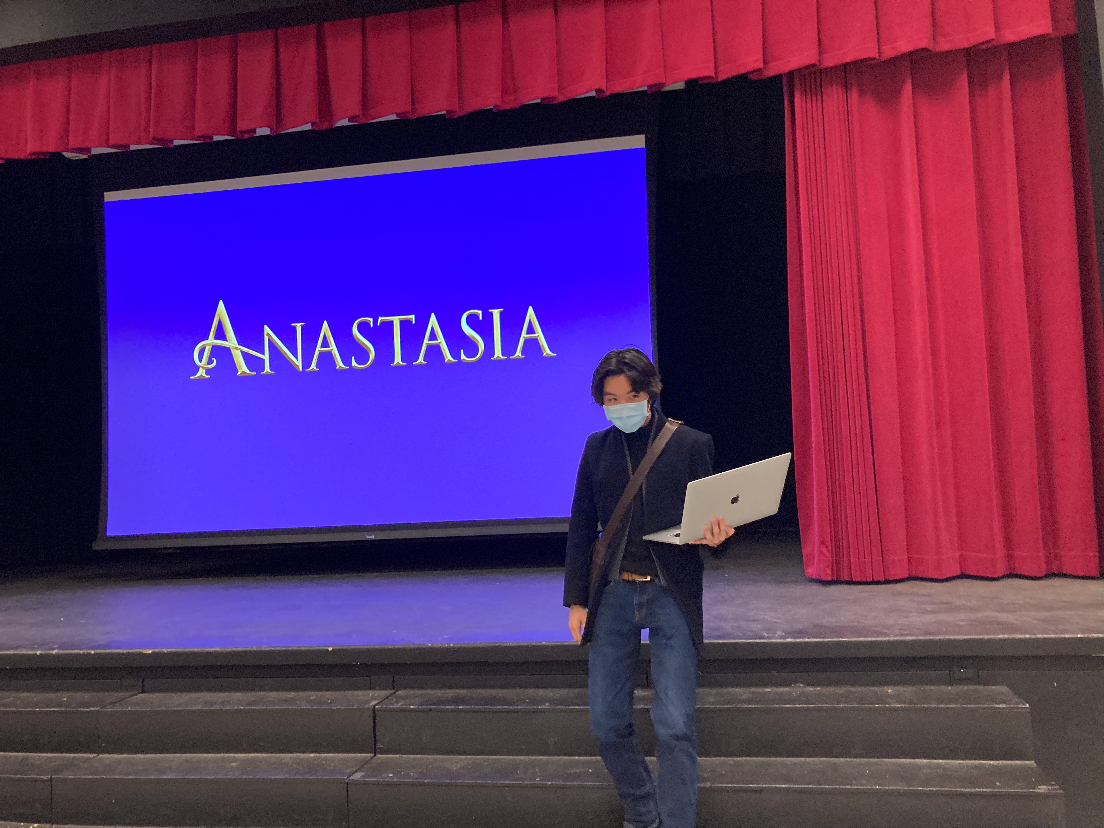 Preparing for Les Choristes' performance of Anastasia.