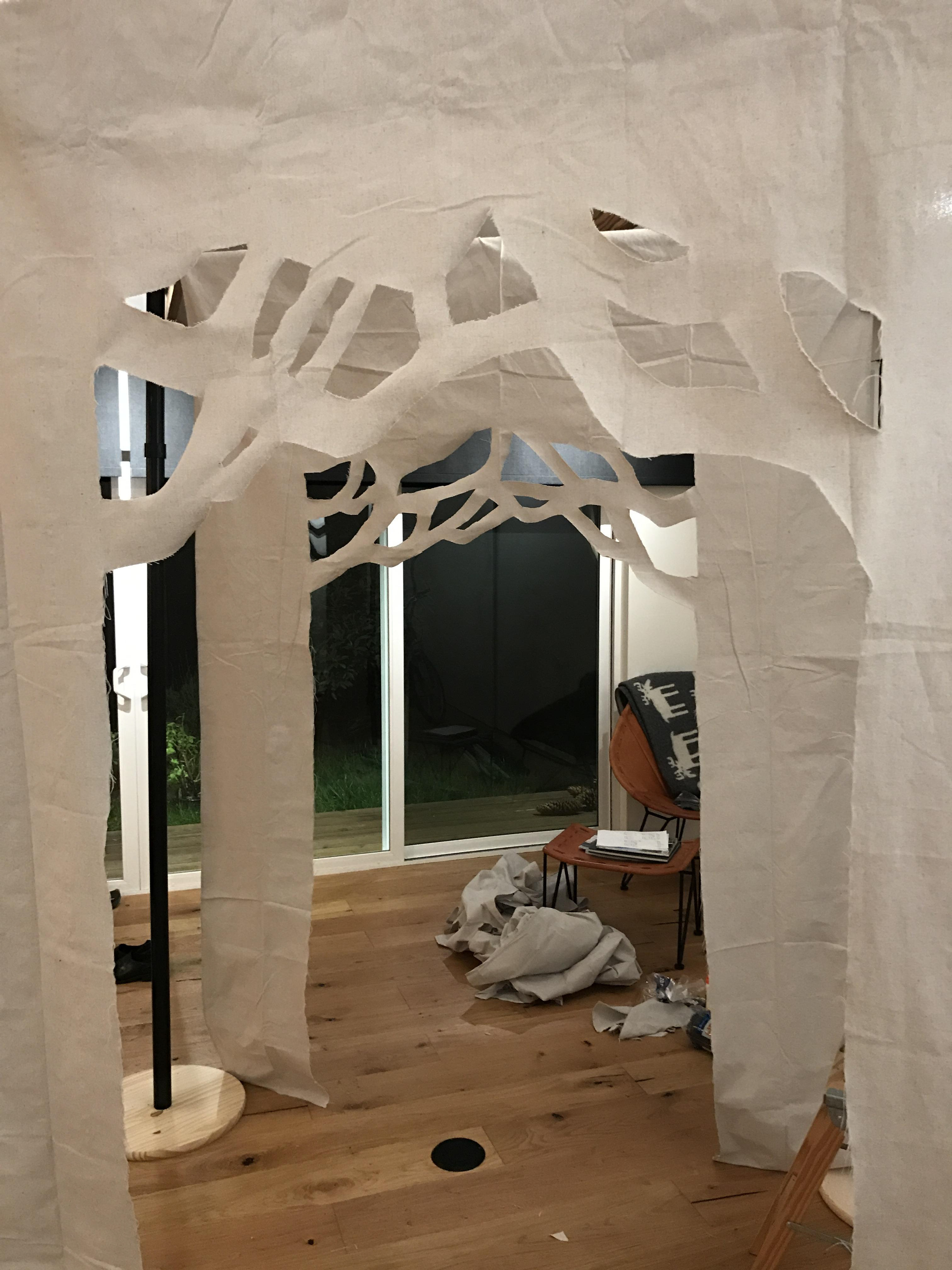 A forest, made from canvas.