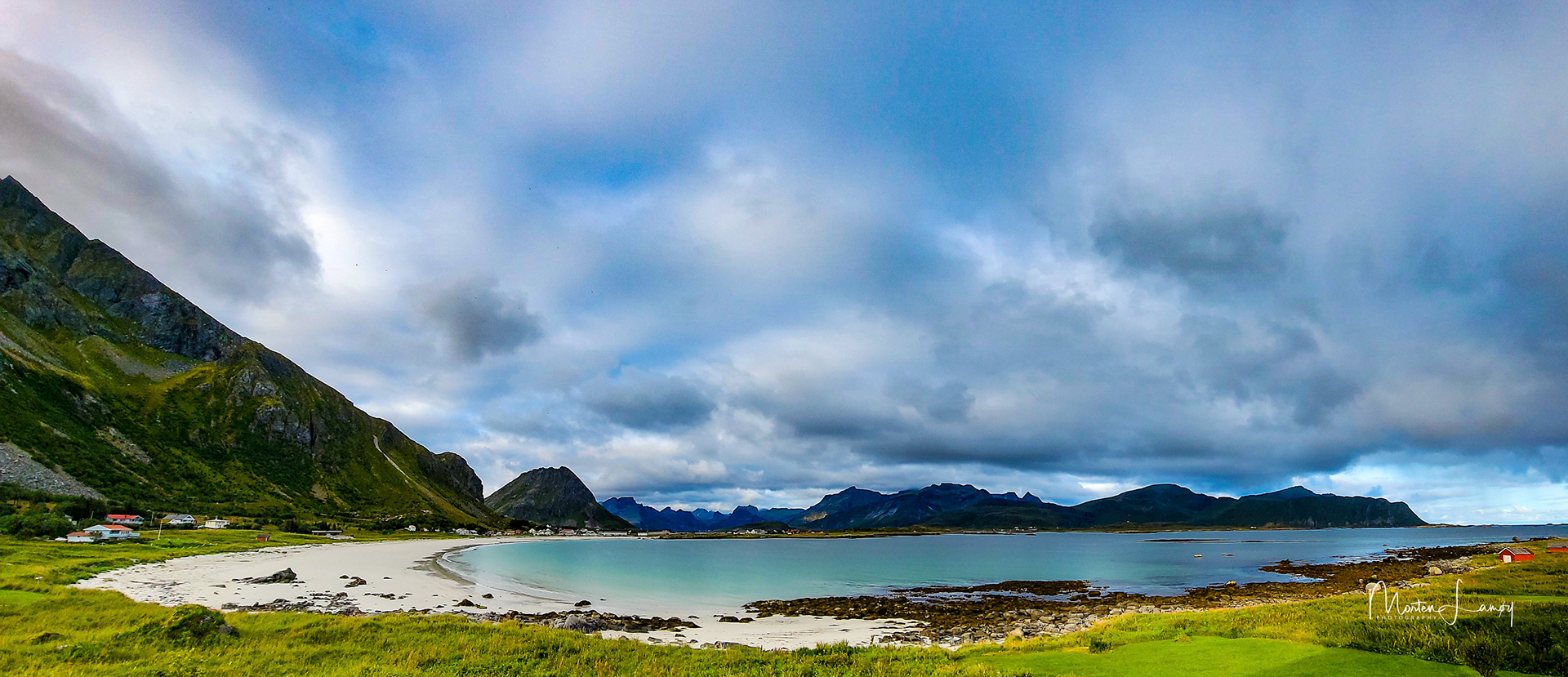 Panorama of the Ramberg Beach and surrounding mountains