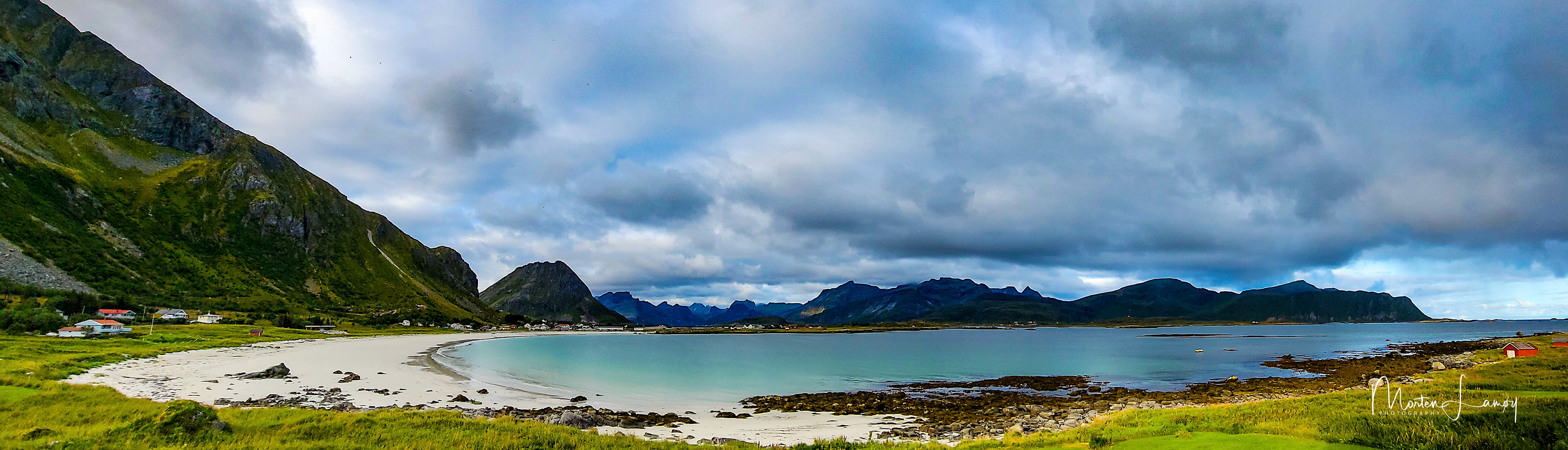 Panorama of the Ramberg Beach and surrounding mountains