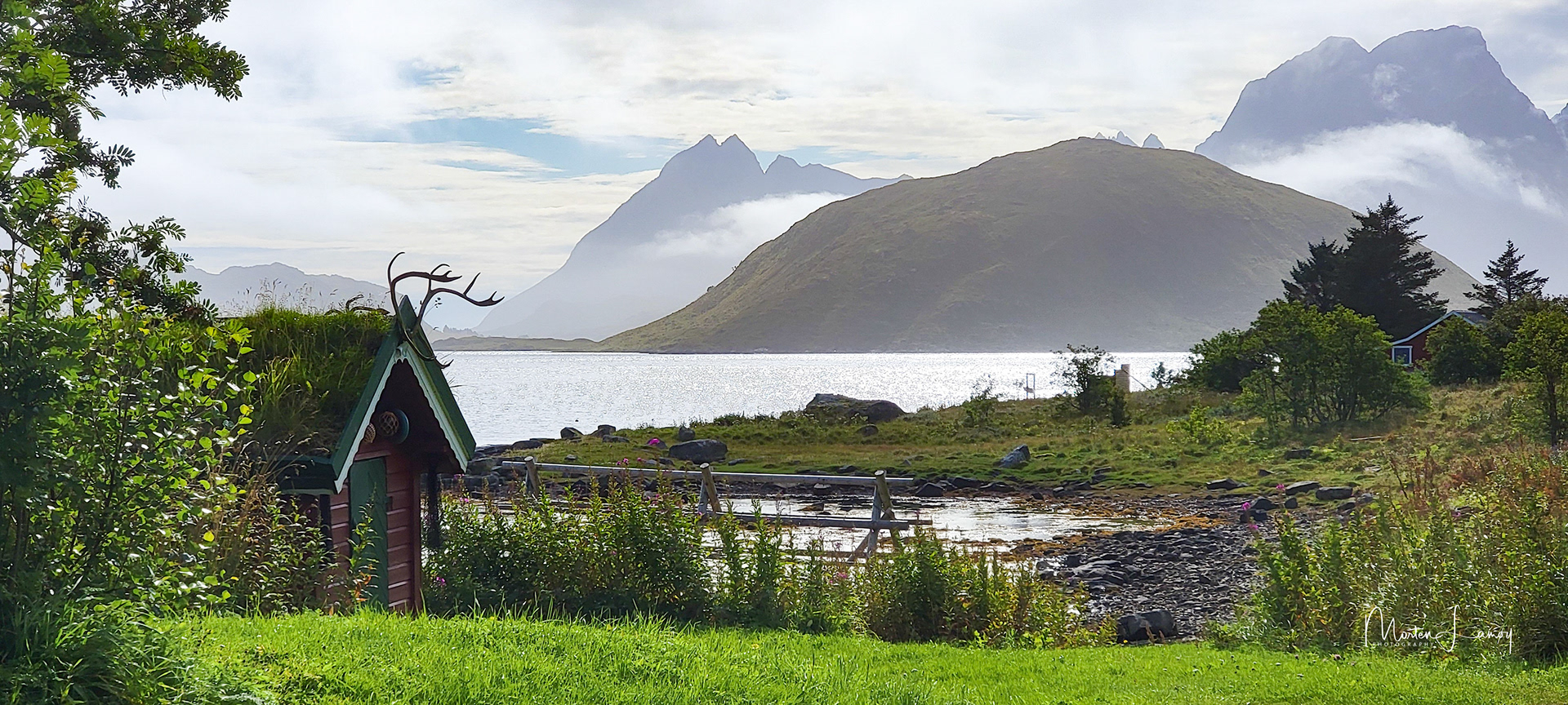 Salmon sking at the seaside.