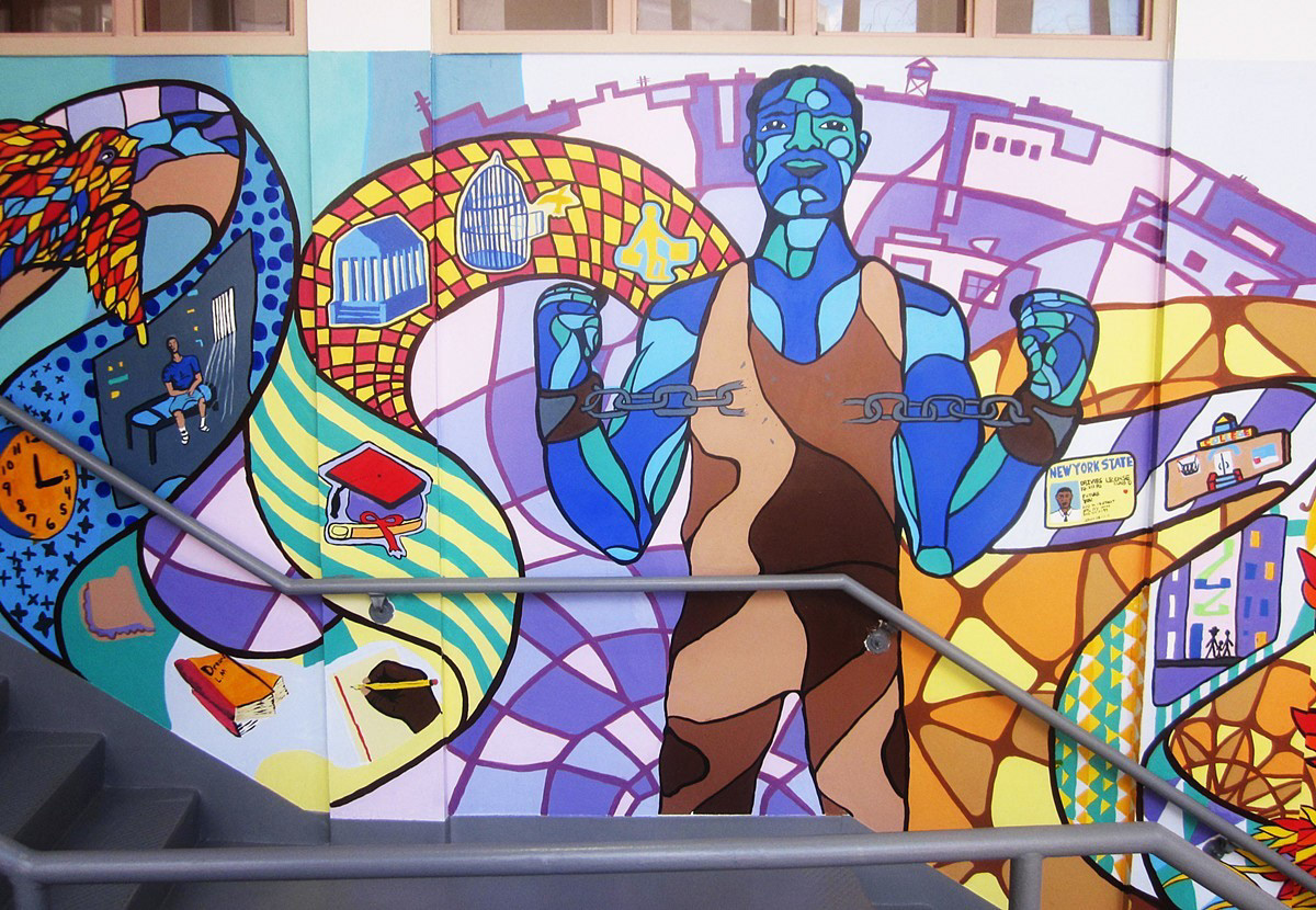 "The Re-Birth" at Horizon Juvenile Detention Center, Bronx, NY. 3'- 20' x 40' 2015