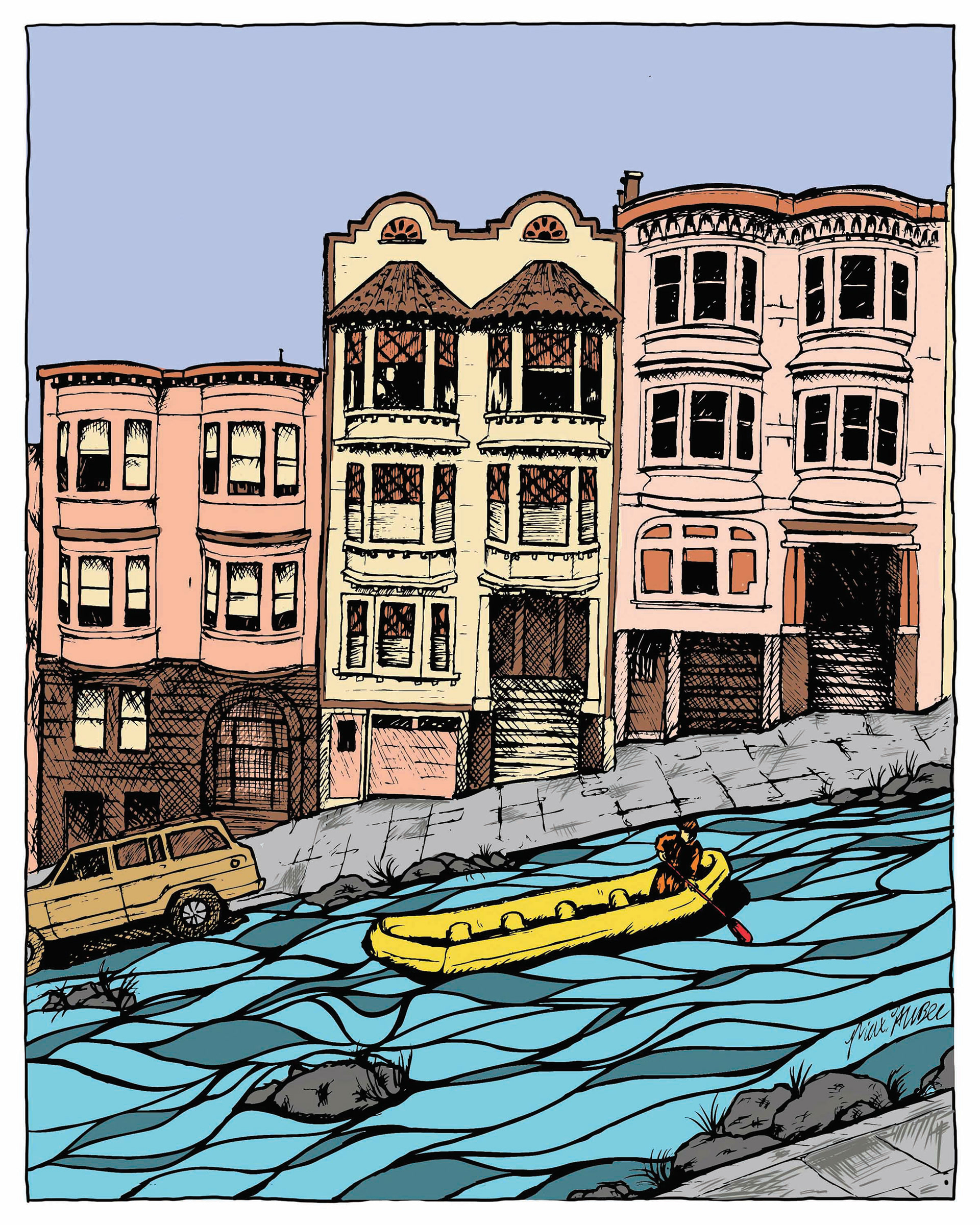 City Rafting, digital 9 x 12 2012 This is a illustration done for "Sidewalk Ritual" a novel and social publishing project by author and mastermind Scott James.