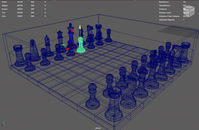 Viewport with wireframe on.