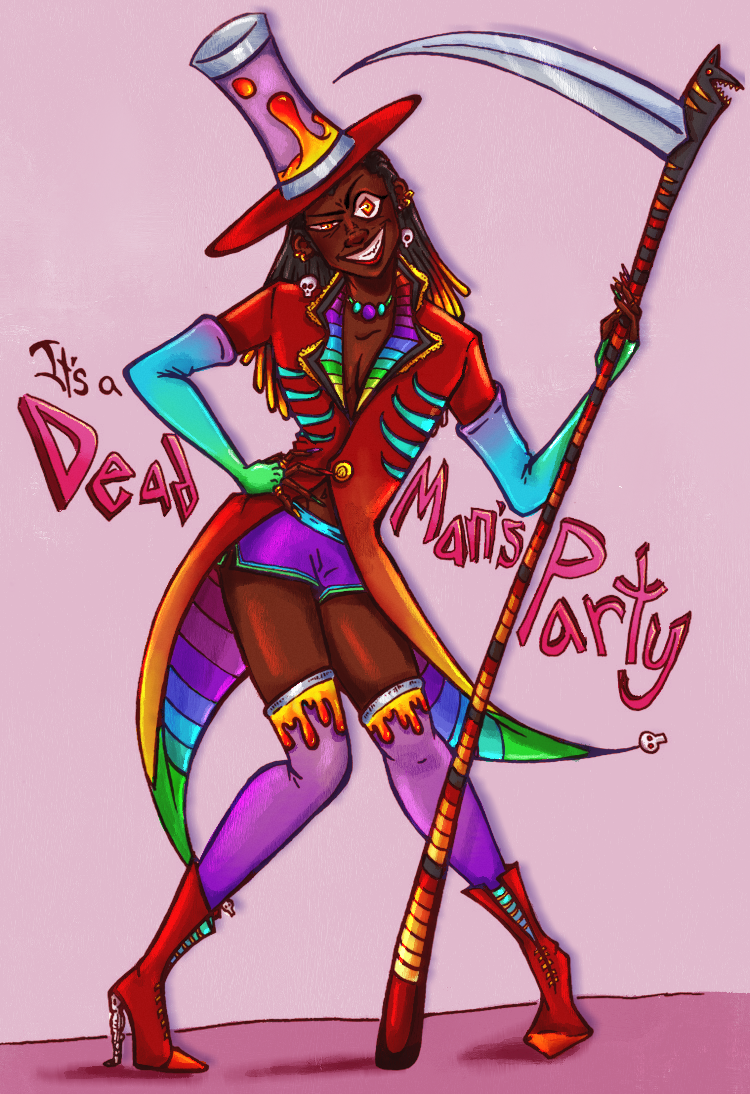 “Dad Man’s Party,” 2020, digital coloring, 750x1094px