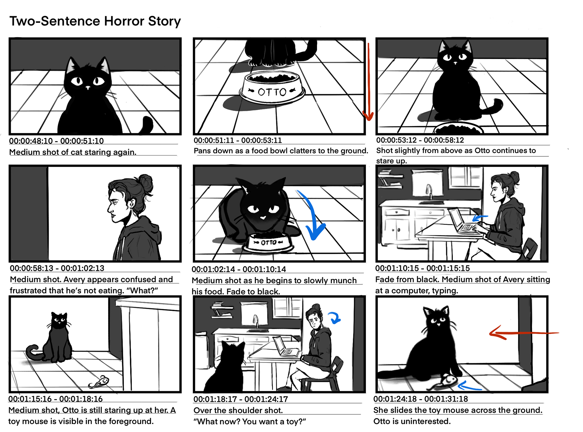 "Two-Sentence Horror Story" board, page 2.