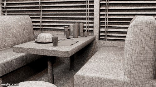 Gif of rendered scene with hatched shading.