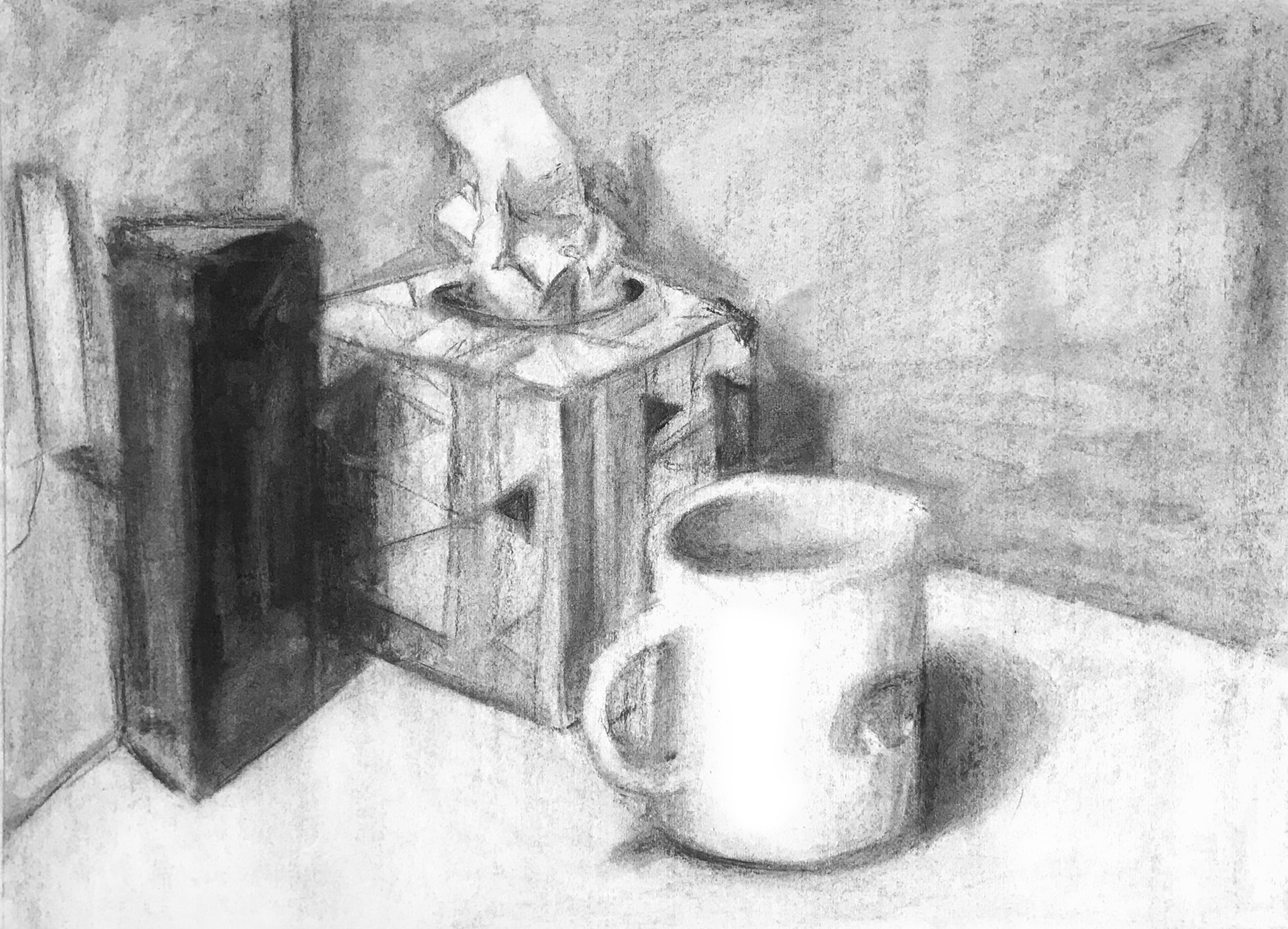 Charcoal on paper, study.