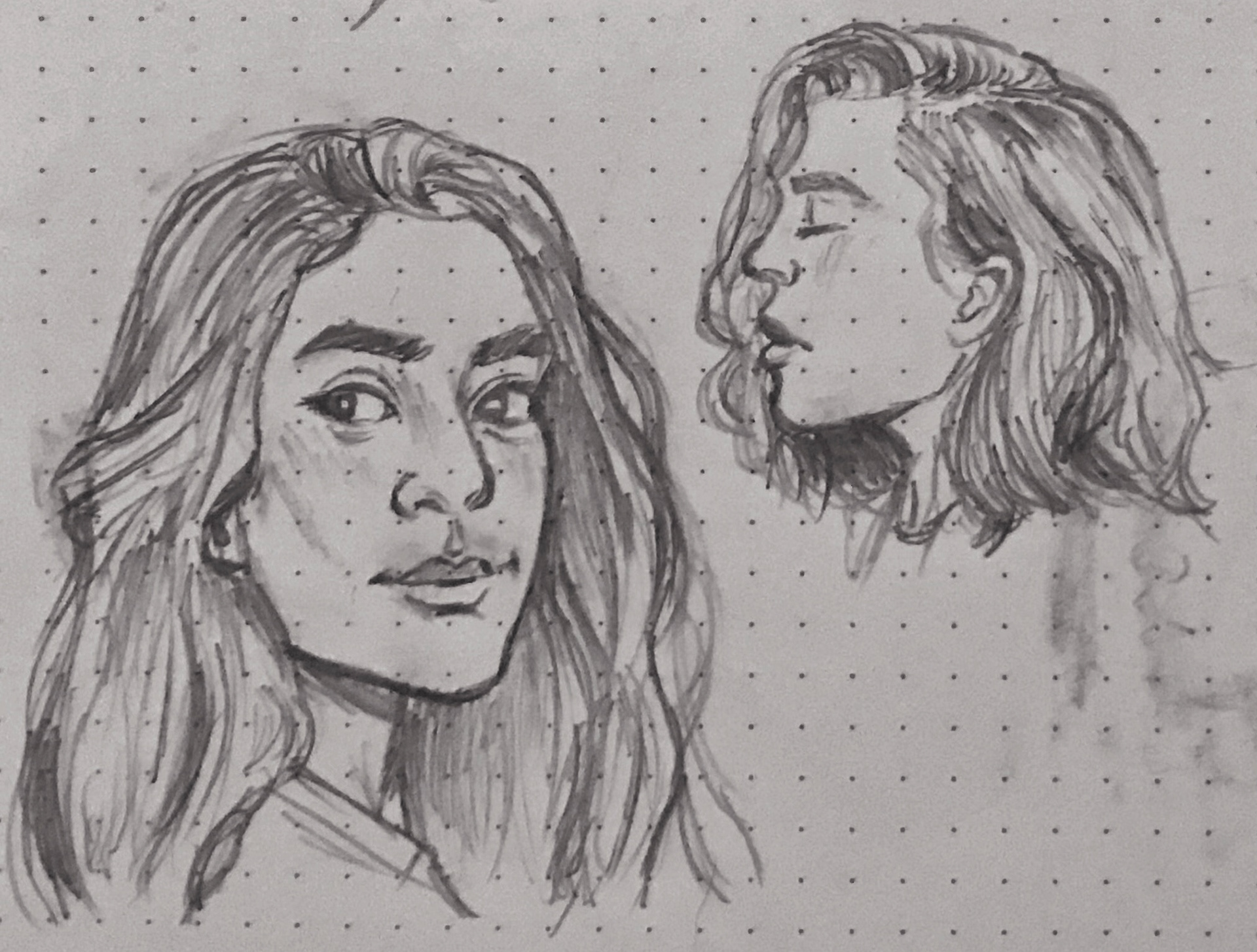 Pencil on paper. portraits.