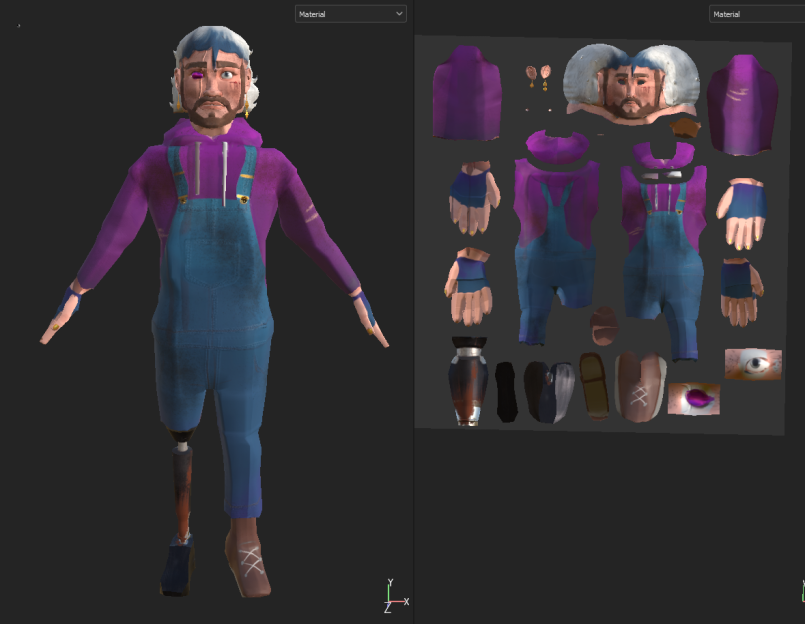 Finalized texture and unwrapped UV in Adobe 3D Substance Painter.
