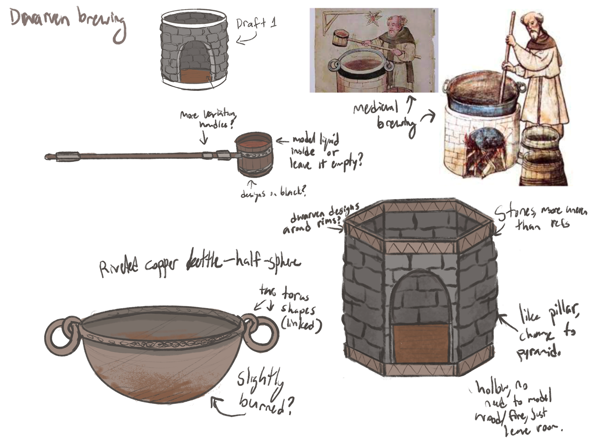 Dwarven brewery materials concept, 2023, digital drawing.