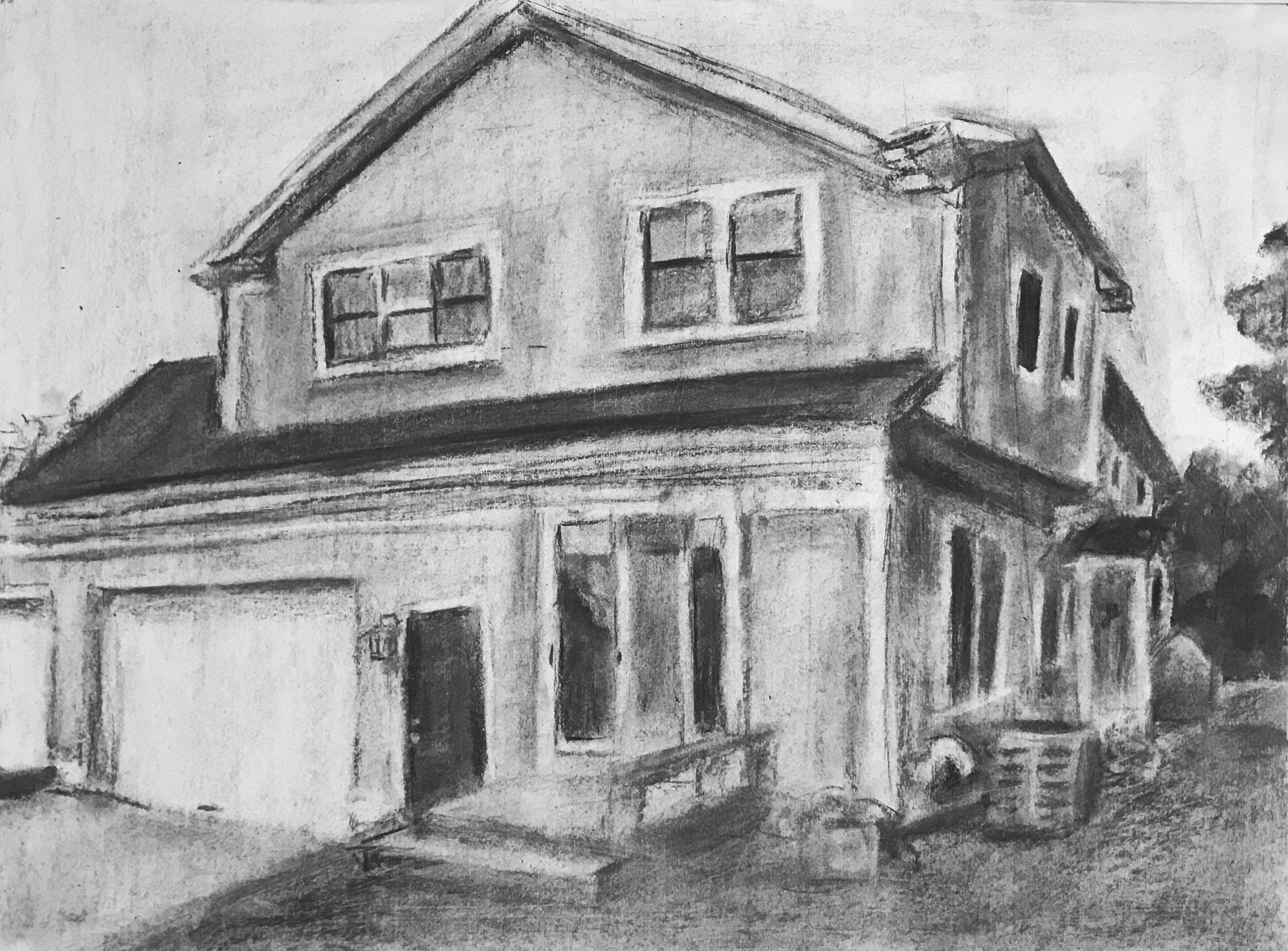 Charcoal on paper, study.