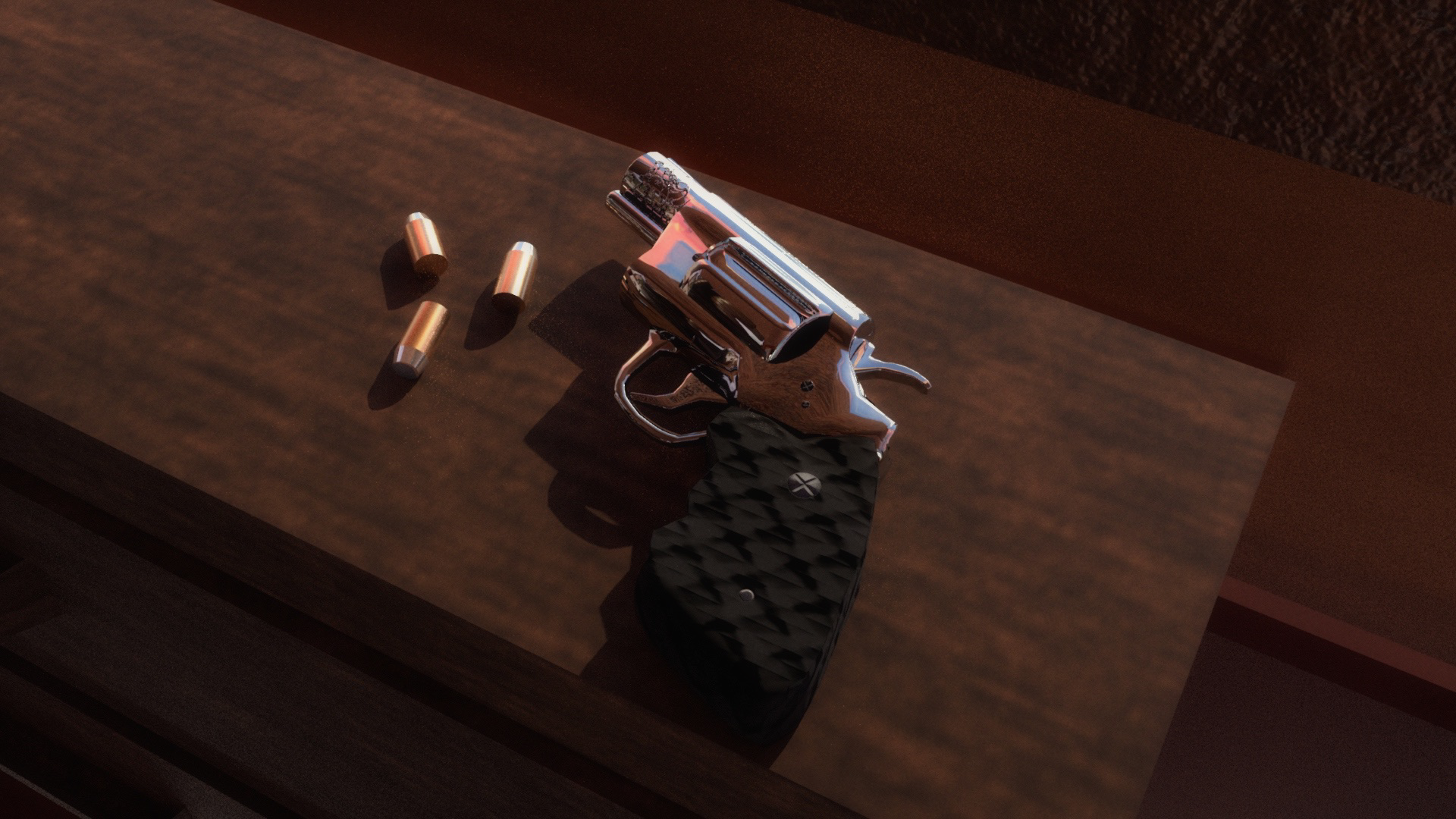 Gun and bullets props render.
